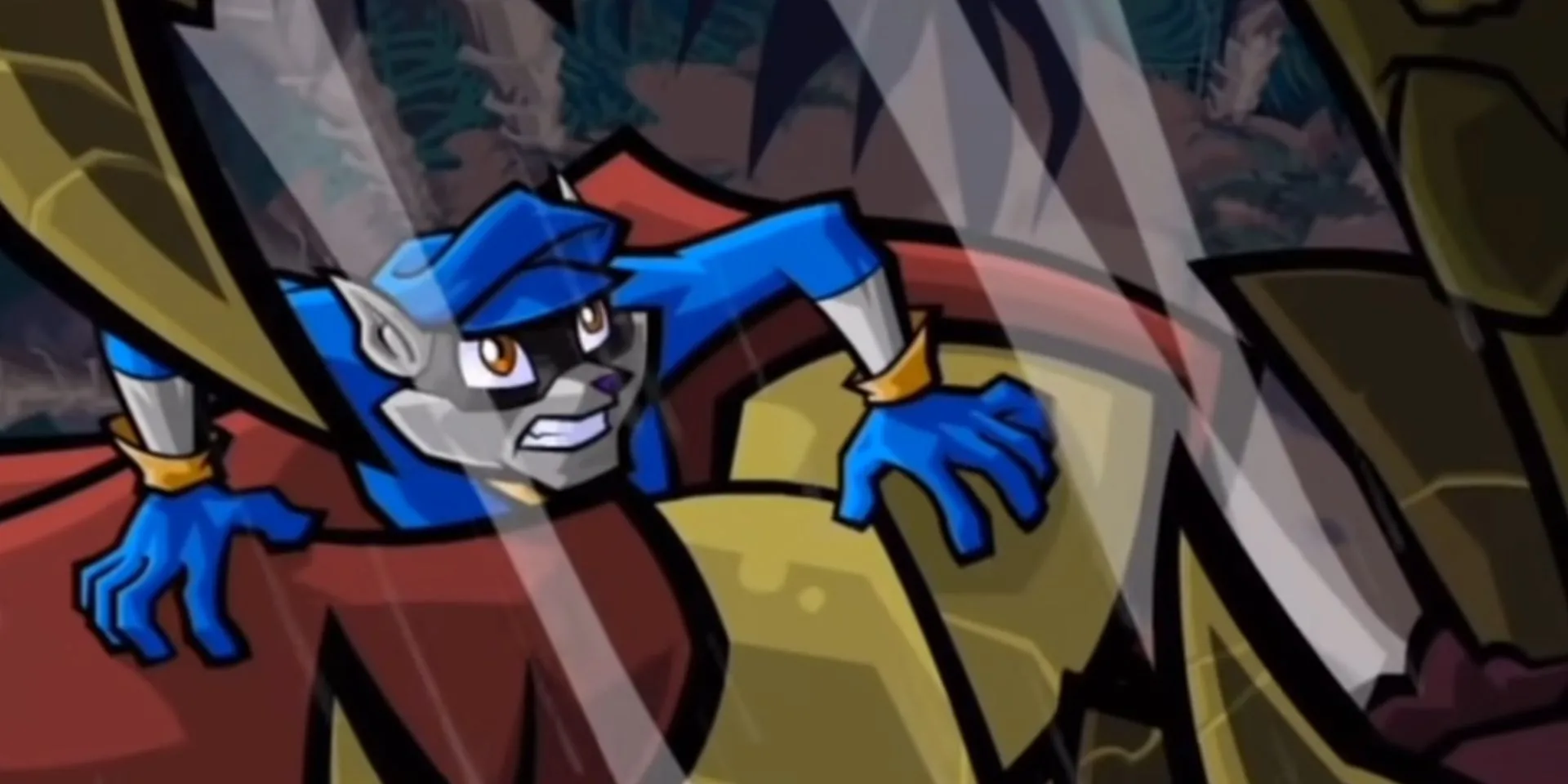 Sly Cooper bị quái vật Dr. M bắt giữ trong game Sly 3 Honor Among Thieves, một ví dụ về cách mở đầu in media res
