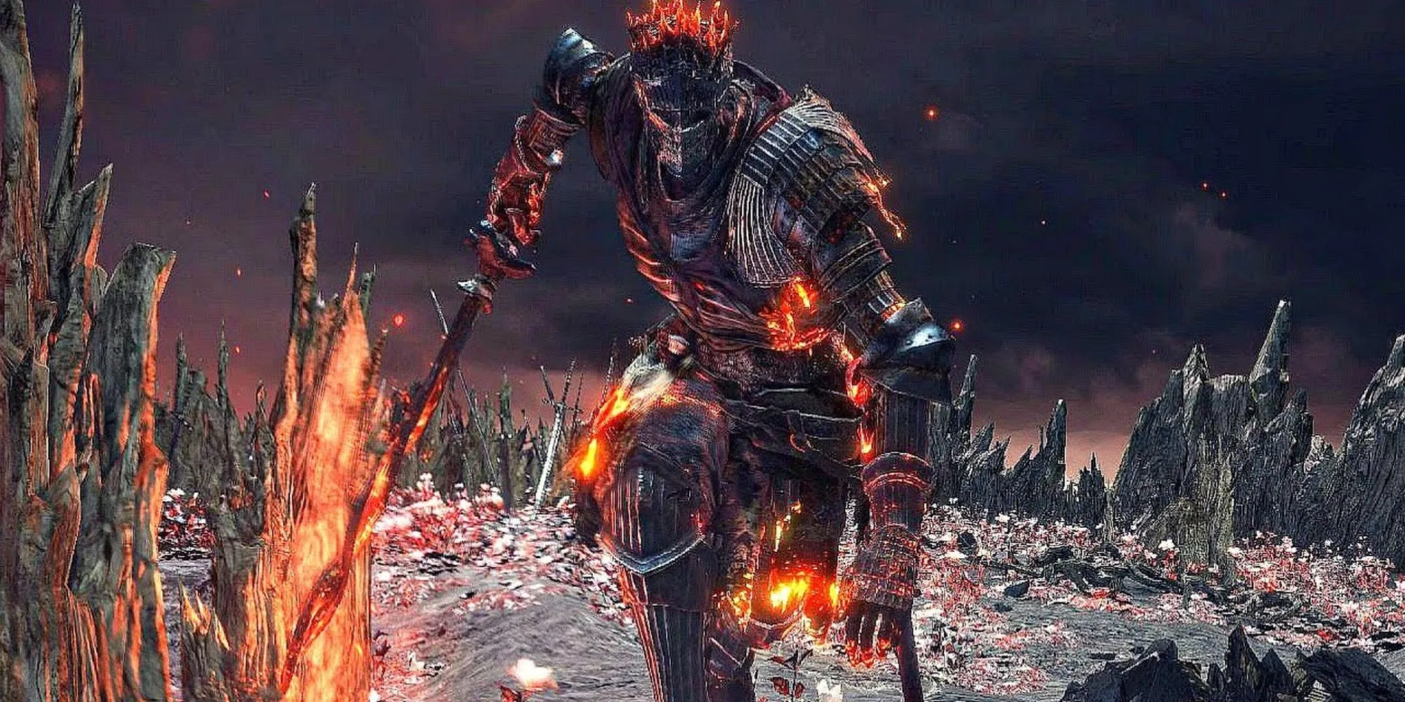 Soul of Cinder lao về phía người chơi trong trận đấu trùm Dark Souls 3