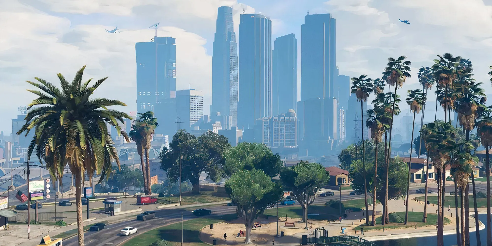 GTA Online: Khi Game Thủ "Xuống Đường" Vì Giao Thông Đô Thị 1 Thành phố Los Santos trong Grand Theft Auto 5 nhìn từ trên cao