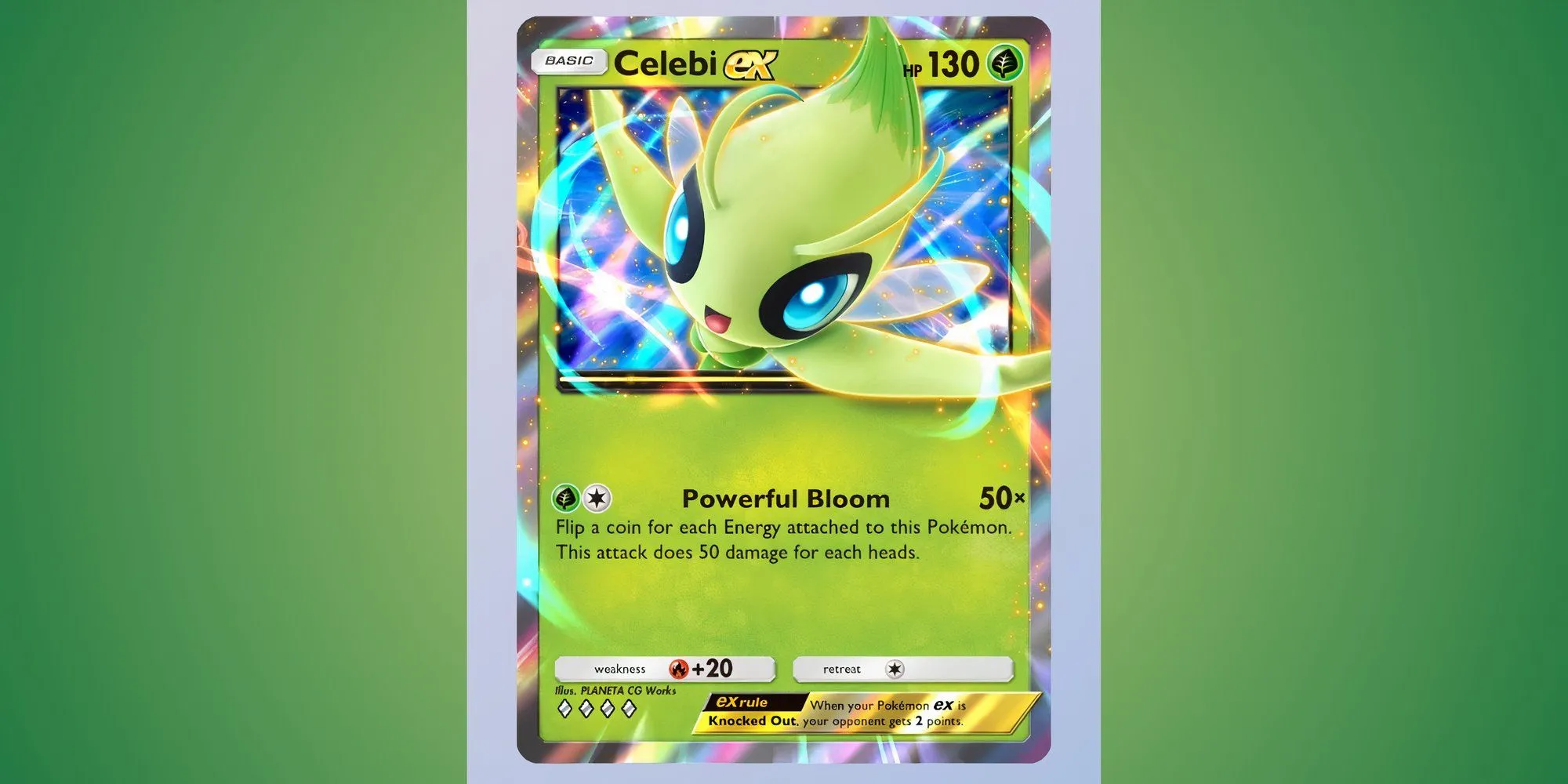 Thẻ bài Celebi EX hệ Cỏ trong game Pokémon TCG Pocket