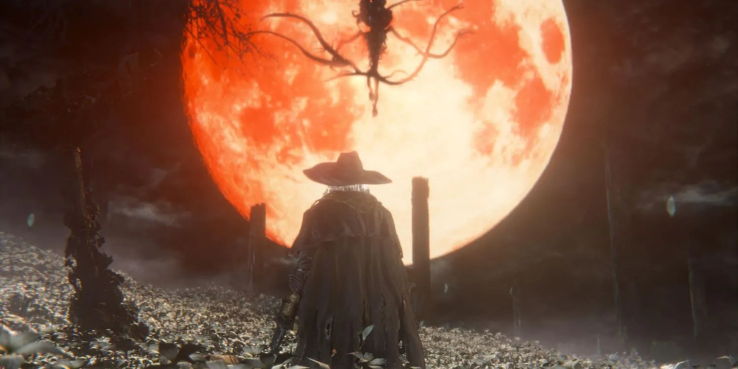 Thợ săn trong Bloodborne đối mặt với một quái vật ghê rợn trong thành phố Yharnam