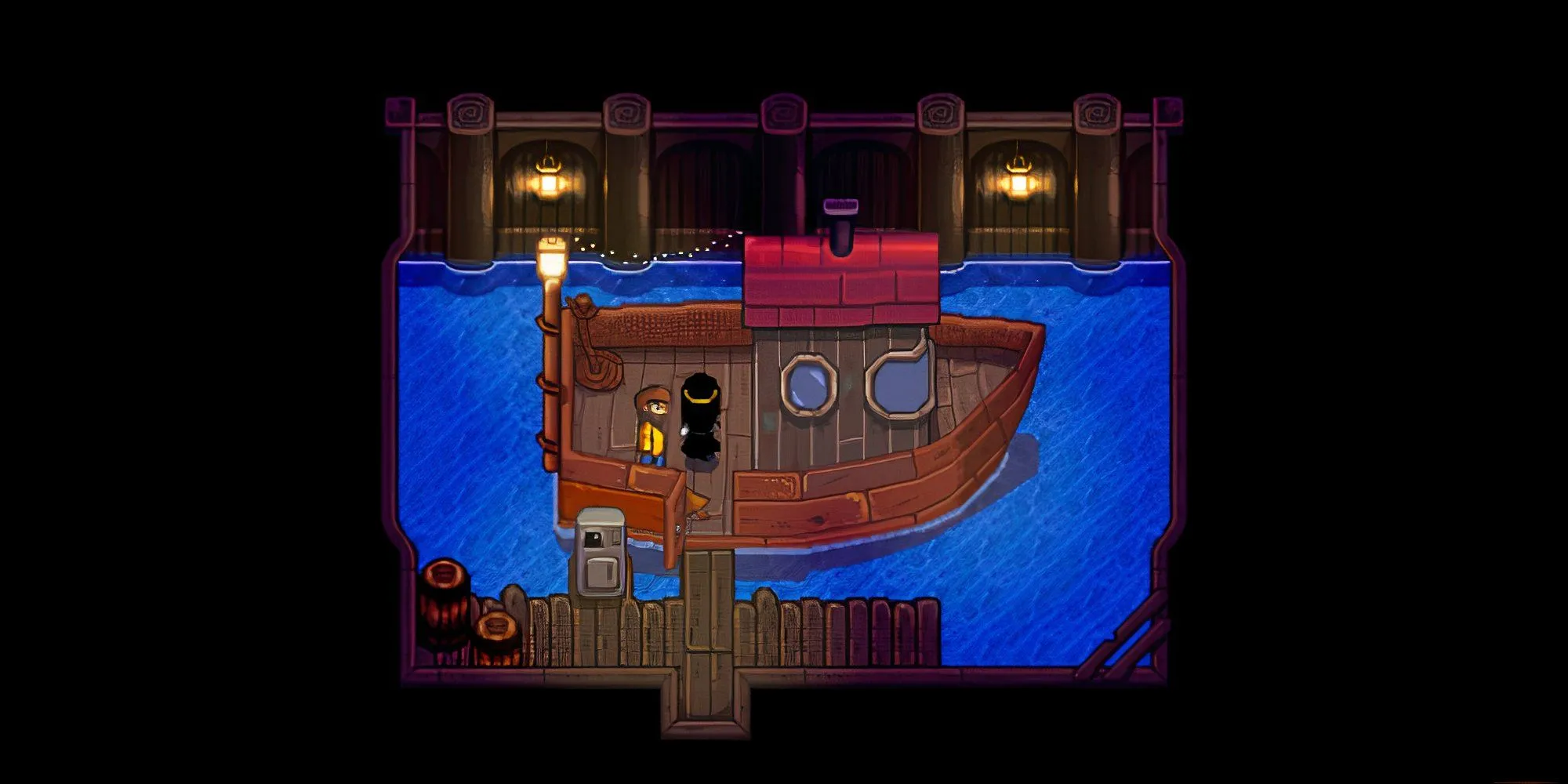 Hướng dẫn chi tiết nhiệm vụ Locket của Birdie trong Stardew Valley 1 Thuyền câu cá cũ của Willy tại bến tàu trong Stardew Valley, cần sửa để đến Đảo Gừng
