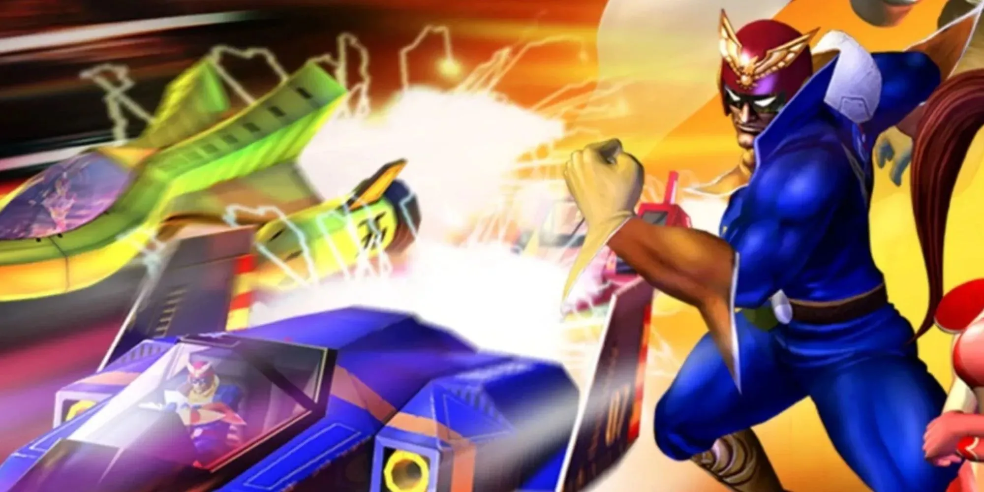 Thuyền trưởng Captain Falcon và chiếc phi thuyền Blue Falcon trong game F-Zero