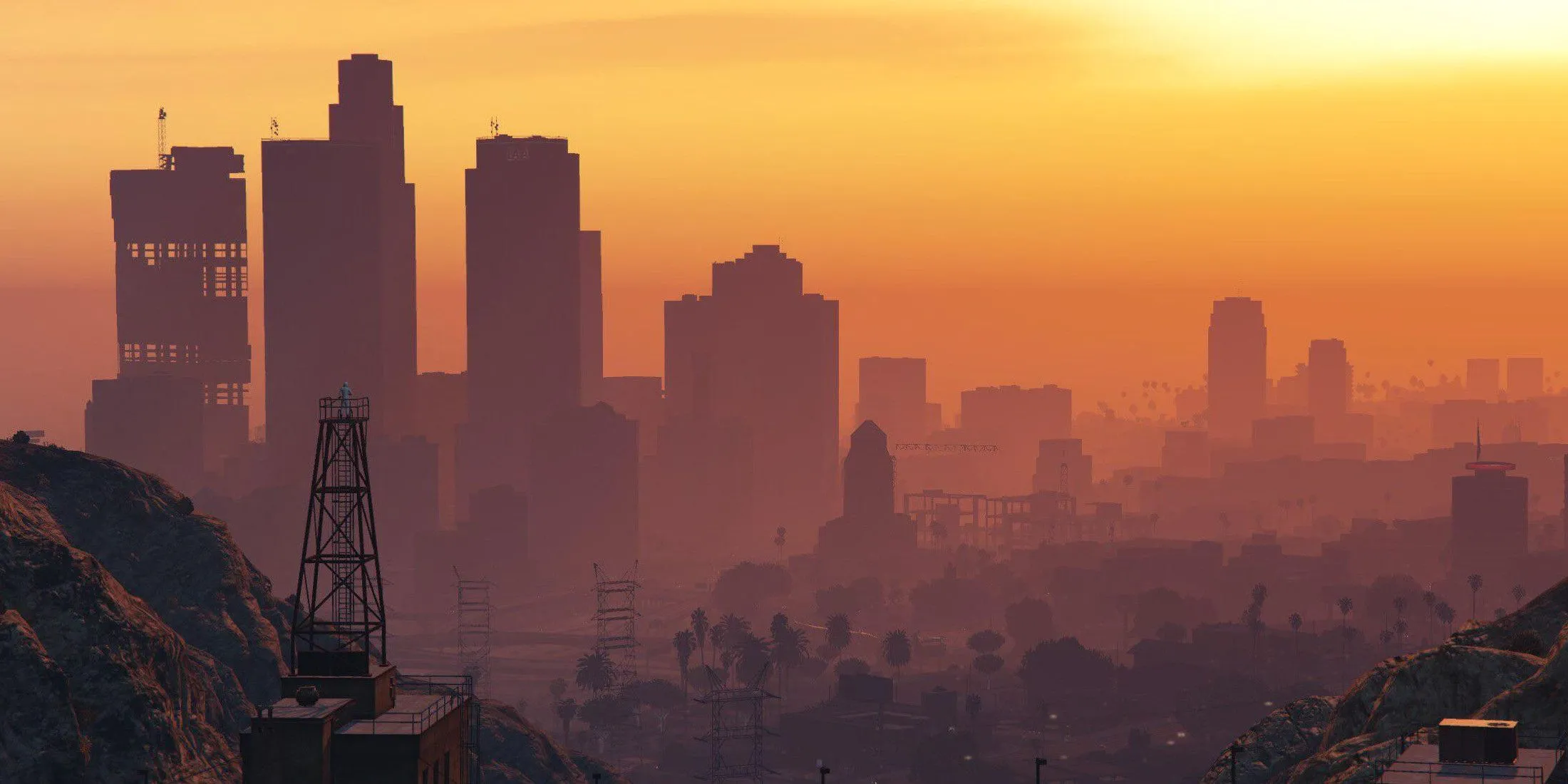Toàn cảnh đường chân trời Los Santos, thành phố hư cấu trong game Grand Theft Auto