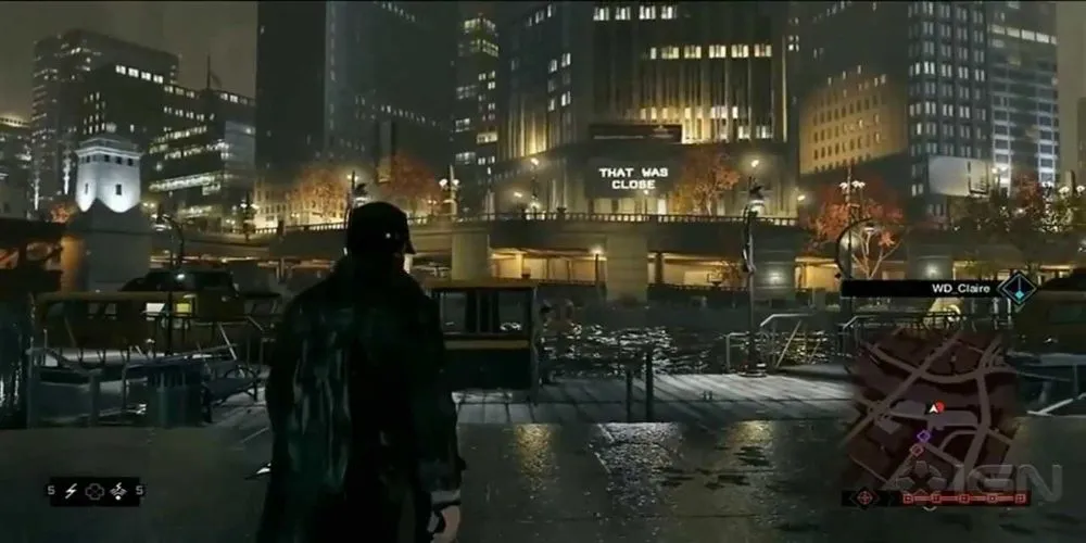 Toàn cảnh thành phố Chicago rộng lớn trong game Watch Dogs nơi Aiden Pearce thực hiện các phi vụ hack