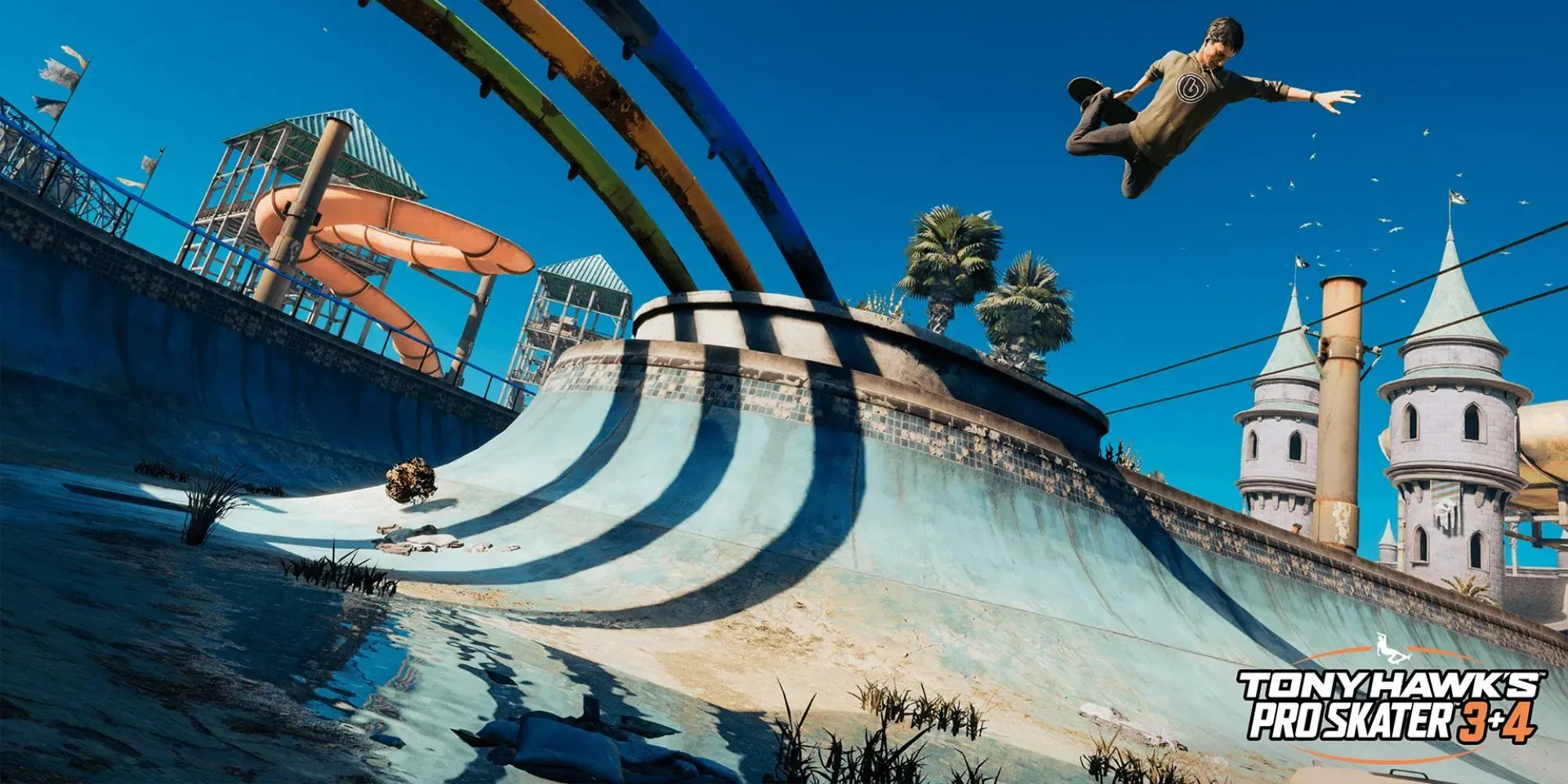 Tony Hawk thực hiện kỹ thuật trượt ván trong bản làm lại Tony Hawk's Pro Skater 3+4
