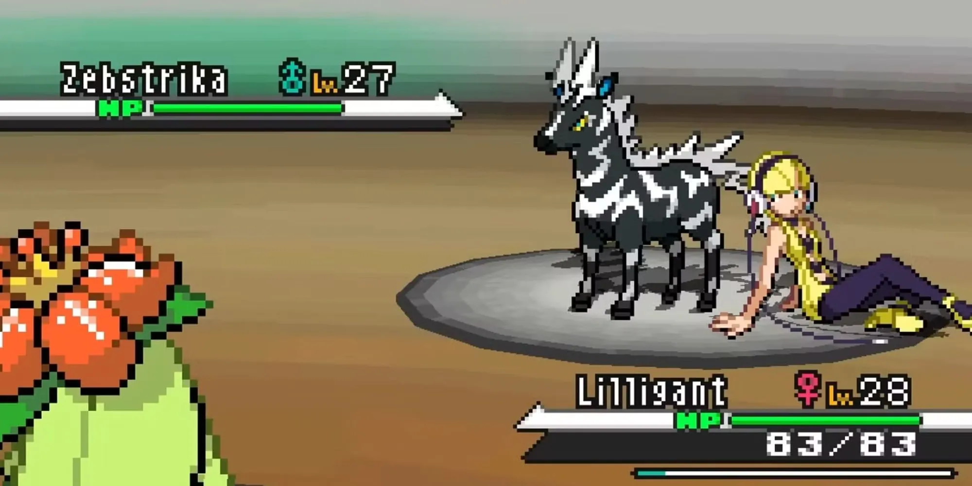 Trận chiến giữa Elesa với Lilligant đối đầu Zebstrika trong Pokemon Black and White