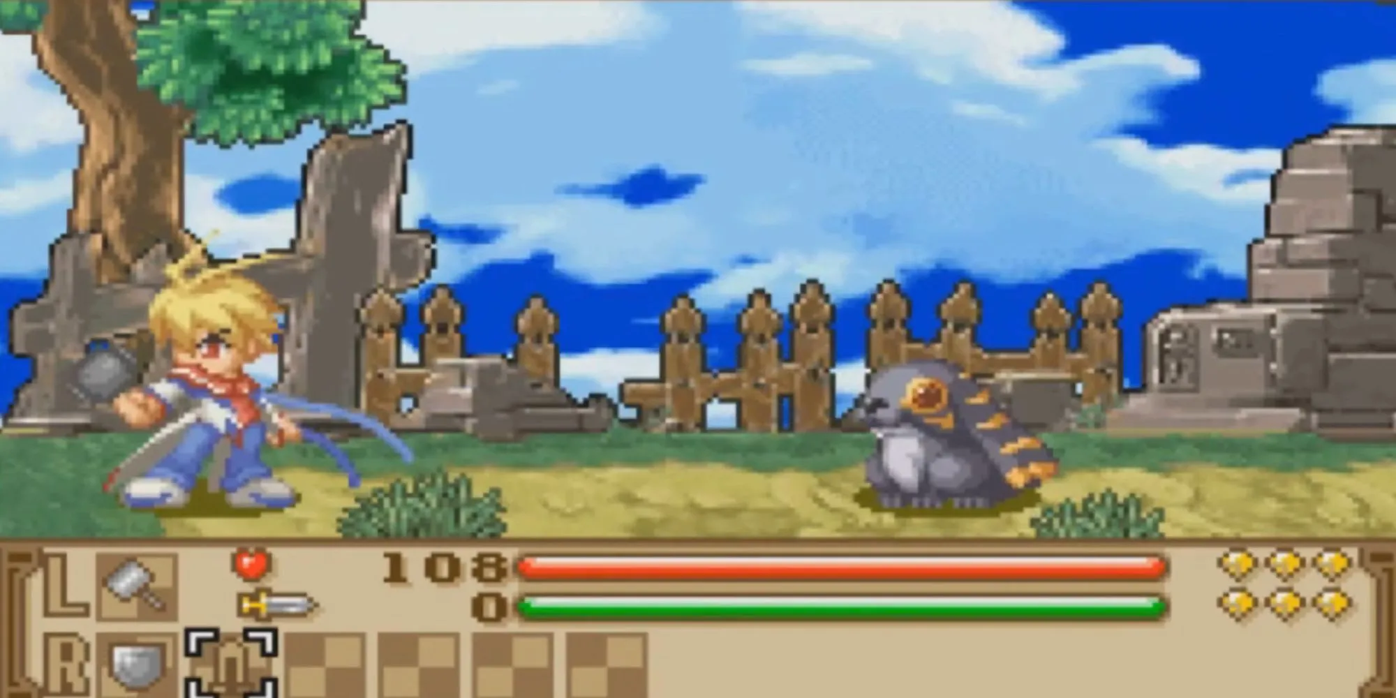 Trận đấu trong Summon Night Swordcraft Story 2 GBA nhân vật chính chiến đấu