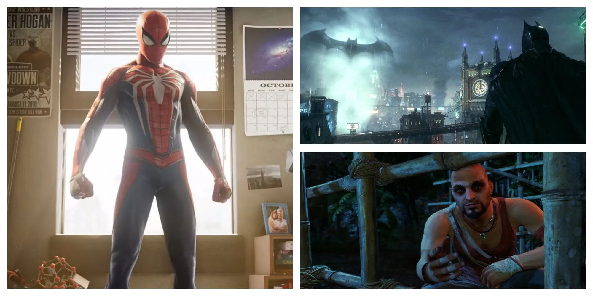 Tuyển tập game thế giới mở có thời lượng chơi ngắn bao gồm Marvel's Spider-Man, Batman Arkham City, Far Cry 3