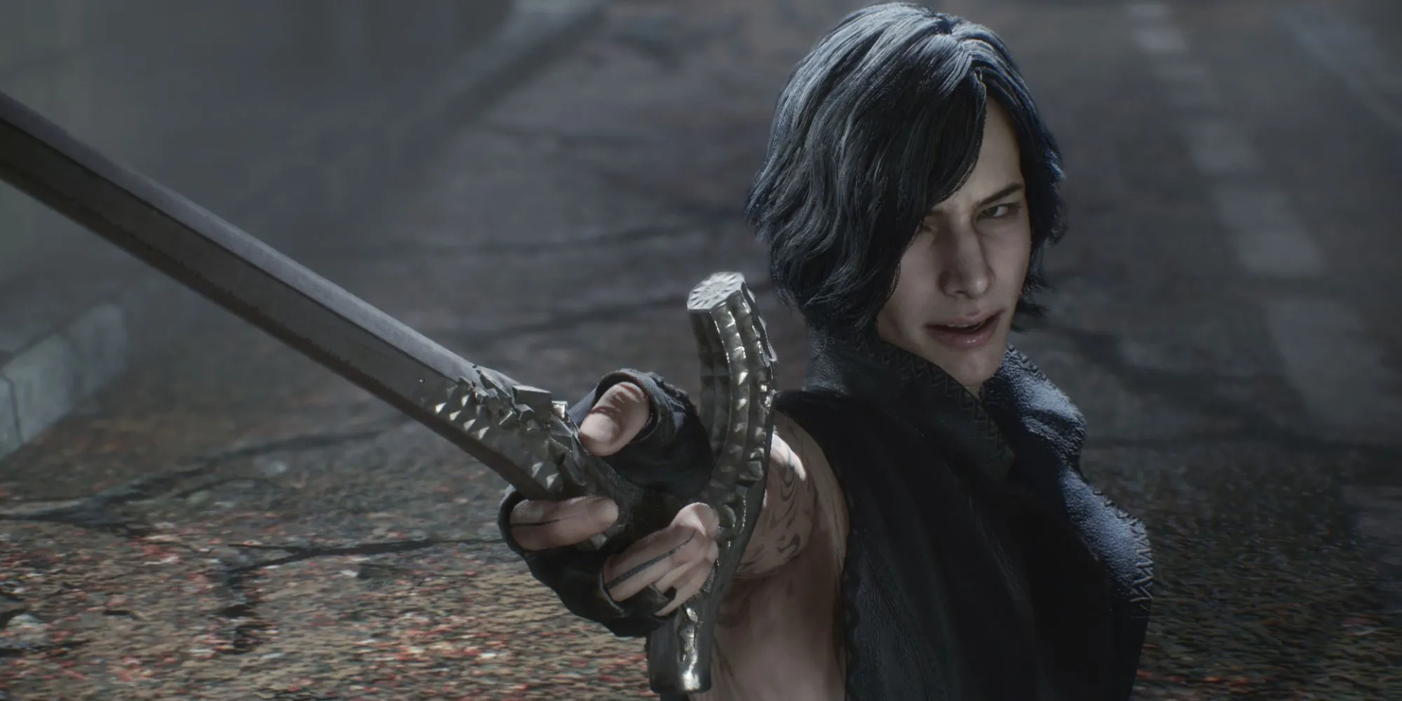 V sử dụng cây gậy của mình để kết liễu kẻ thù trong Devil May Cry 5 - Vũ khí đặc trưng trong lối chơi triệu hồi Familiar