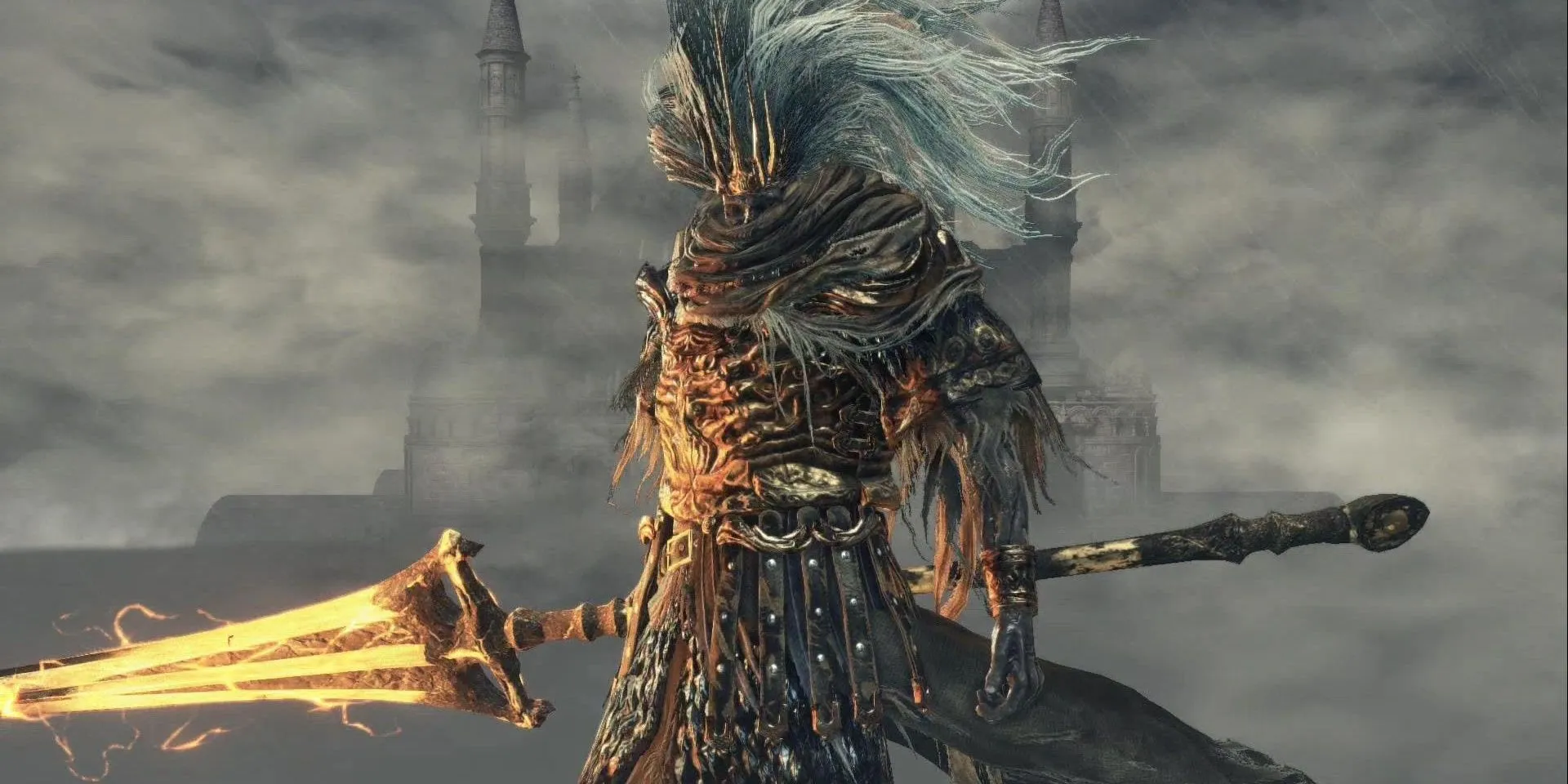 Vô Danh Vương triệu hồi sấm sét sau khi rồng của hắn bị hạ gục trong Dark Souls 3