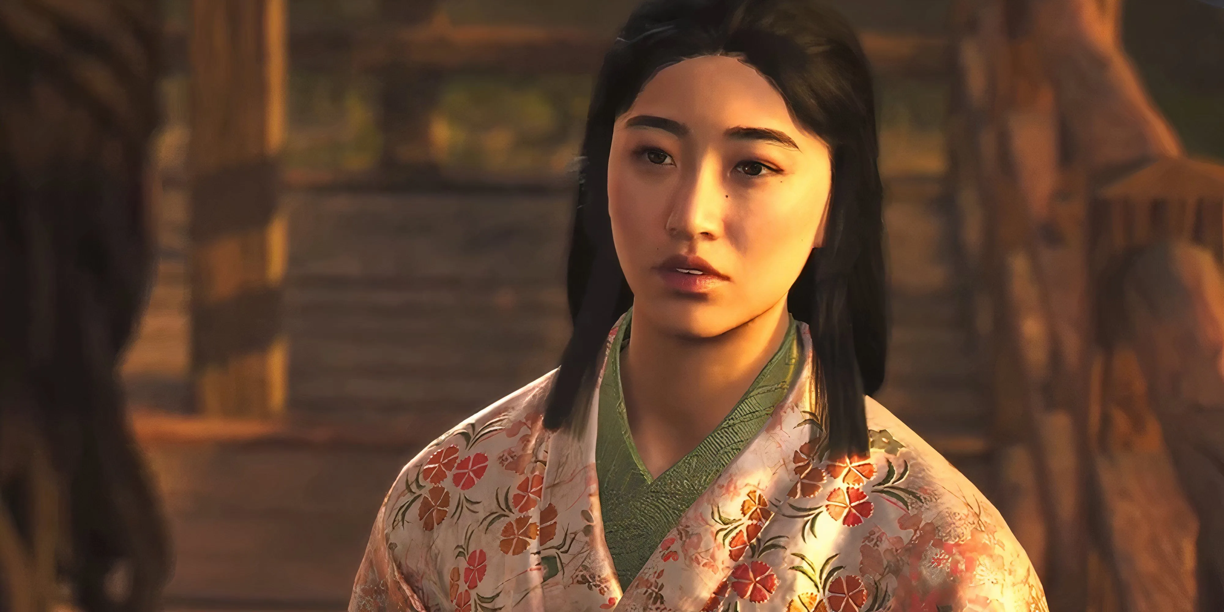Yasuke và Lady Oichi trong một khung cảnh trang trọng nhưng ẩn chứa tình cảm trong Assassin's Creed Shadows