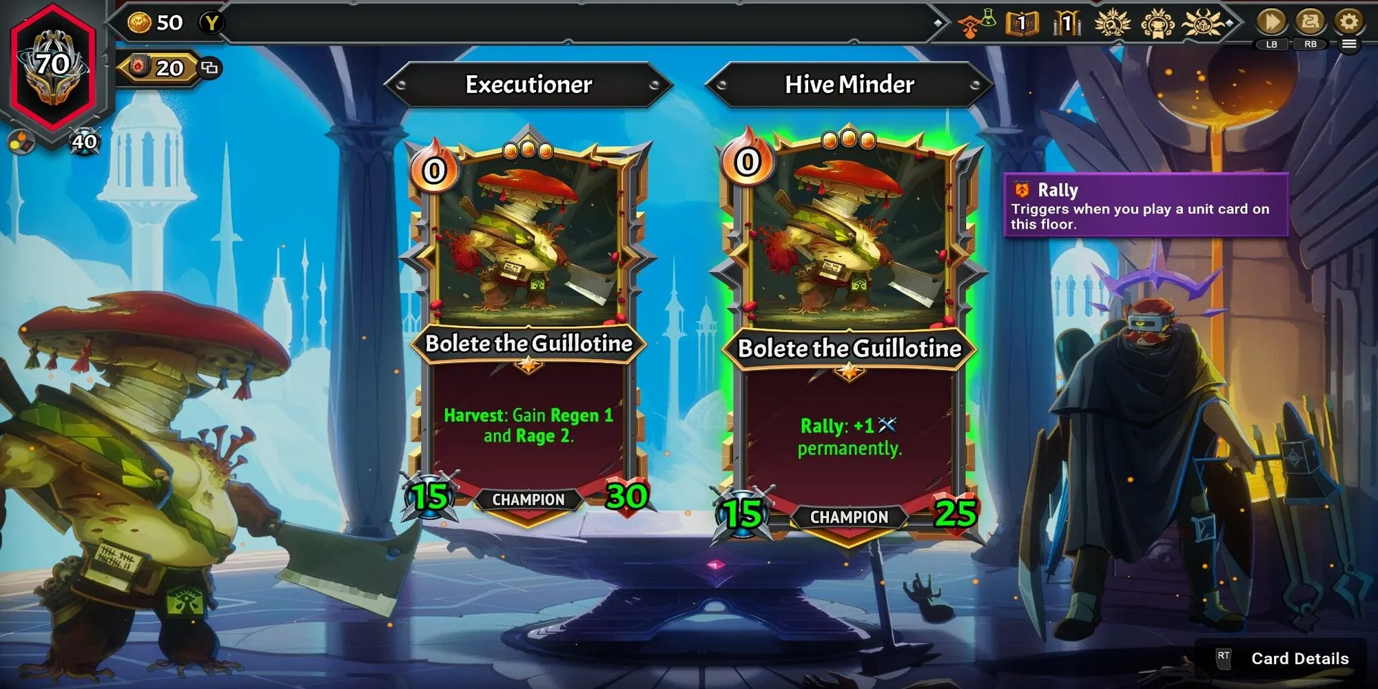 Đánh giá Monster Train 2: Liệu có xứng danh "Vua Thẻ Bài Roguelike" thế hệ mới? 1 Giao diện nâng cấp và tùy chỉnh cho Đơn vị Vô địch (Champion Unit) của bạn trong Monster Train 2