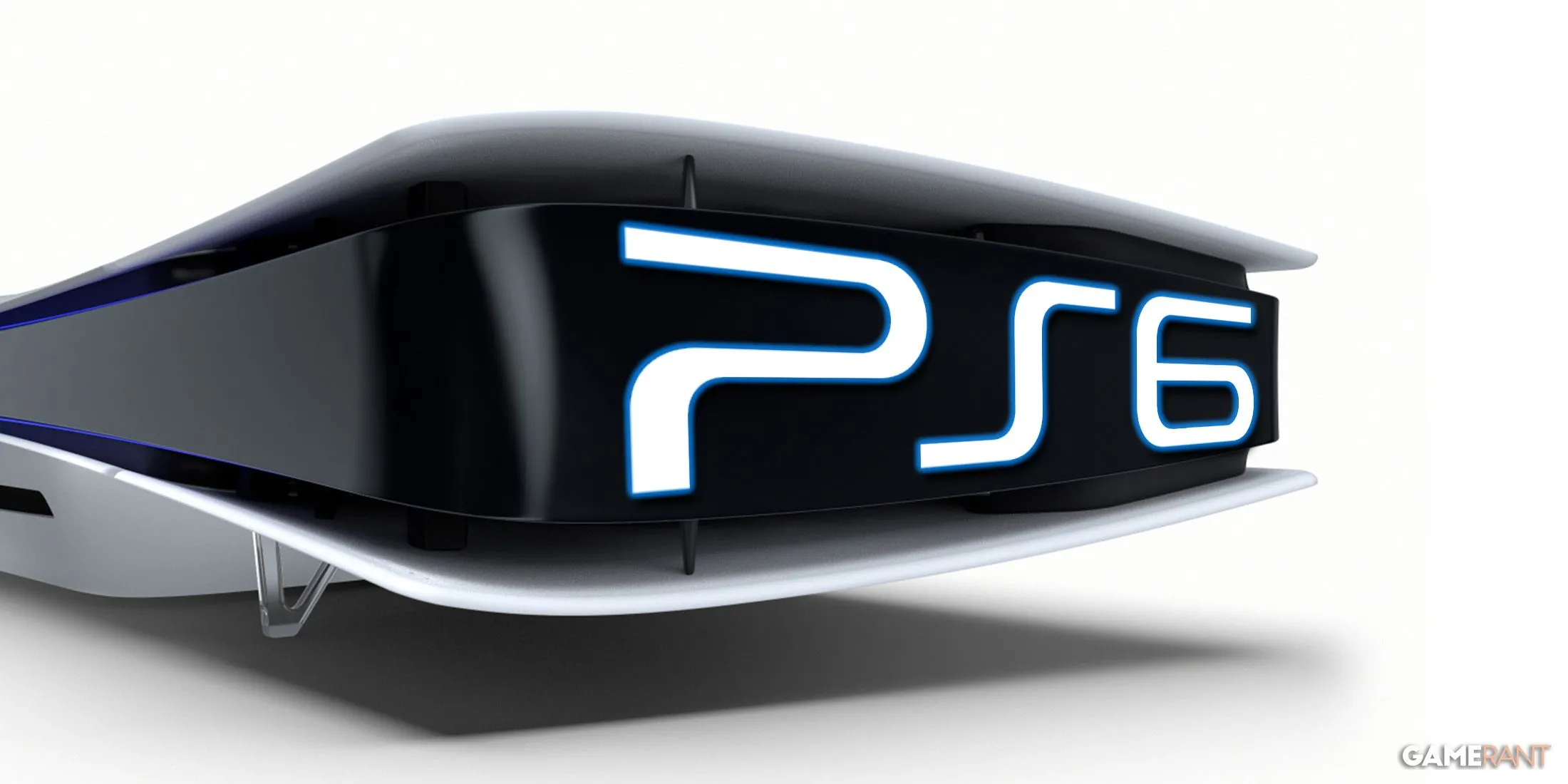 Logo PlayStation 6 mockup trên nền máy PS5