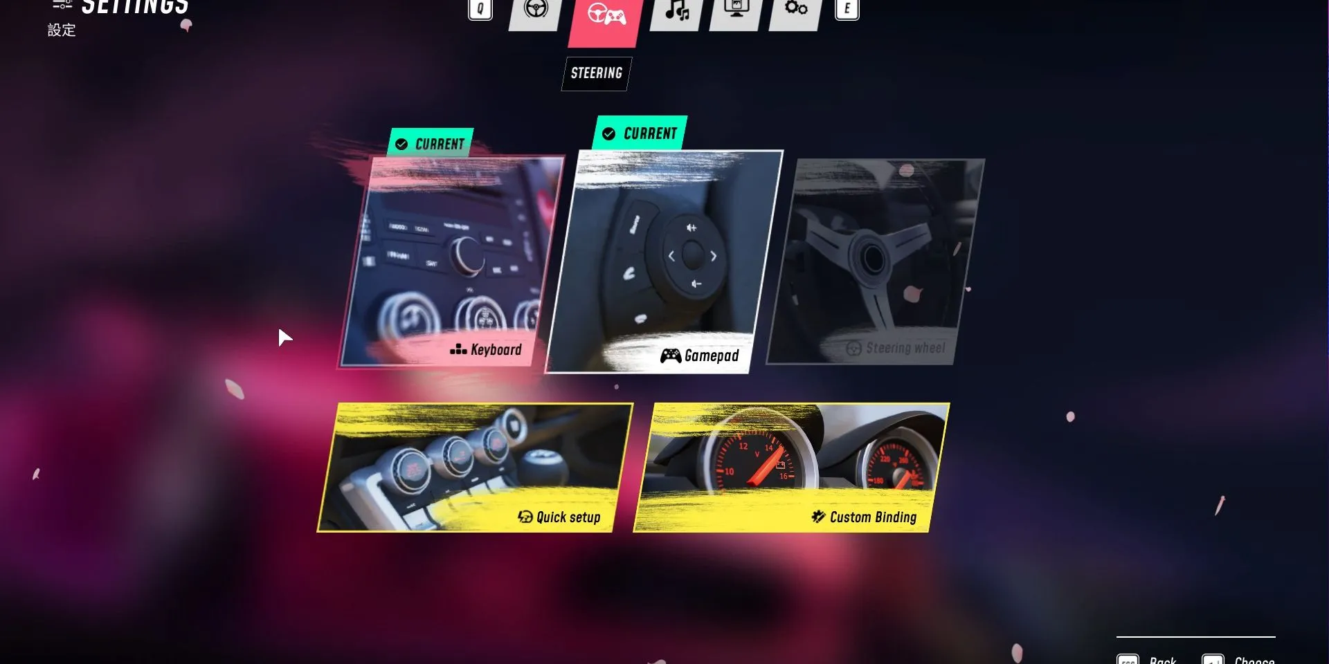 Menu cài đặt điều khiển vô lăng trong JDM: Japanese Drift Master