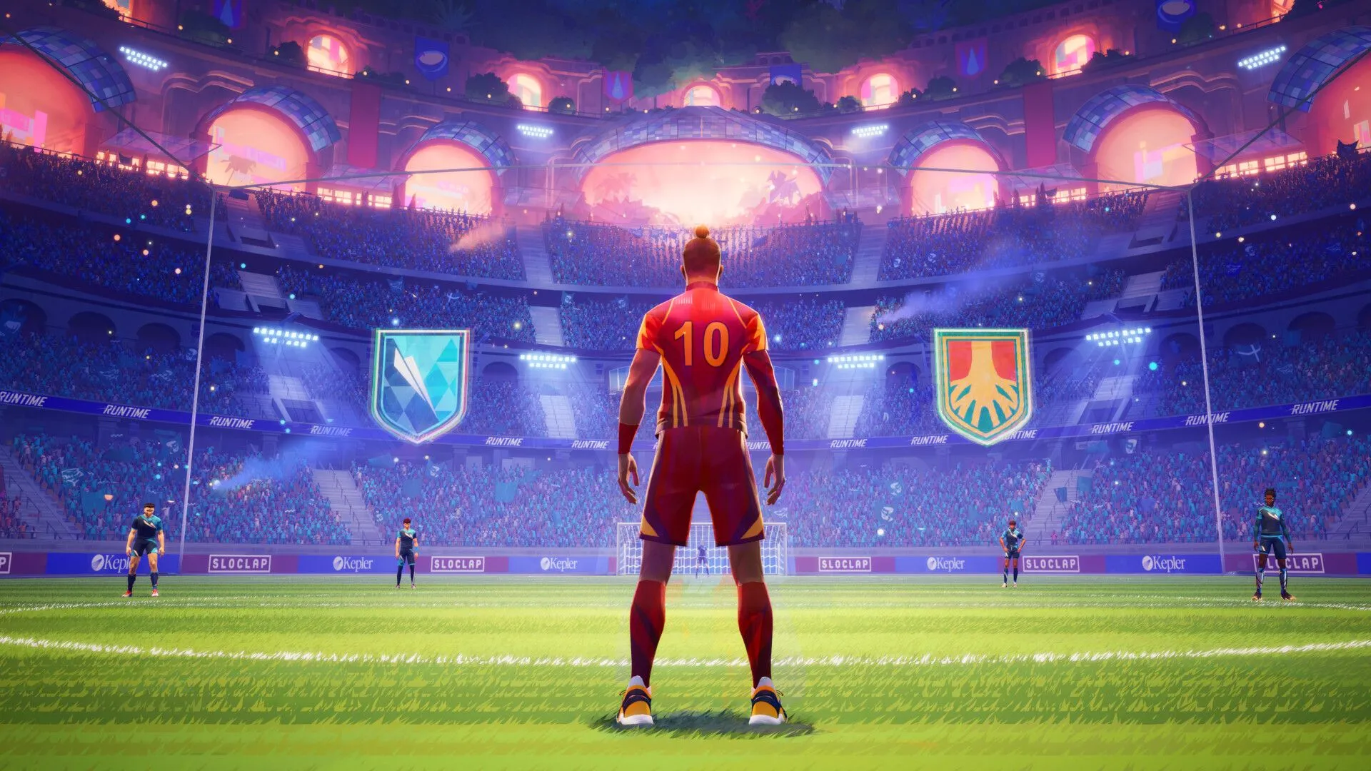 Nhân vật trong Rematch sử dụng kỹ năng để đẩy bóng về phía khung thành đối phương