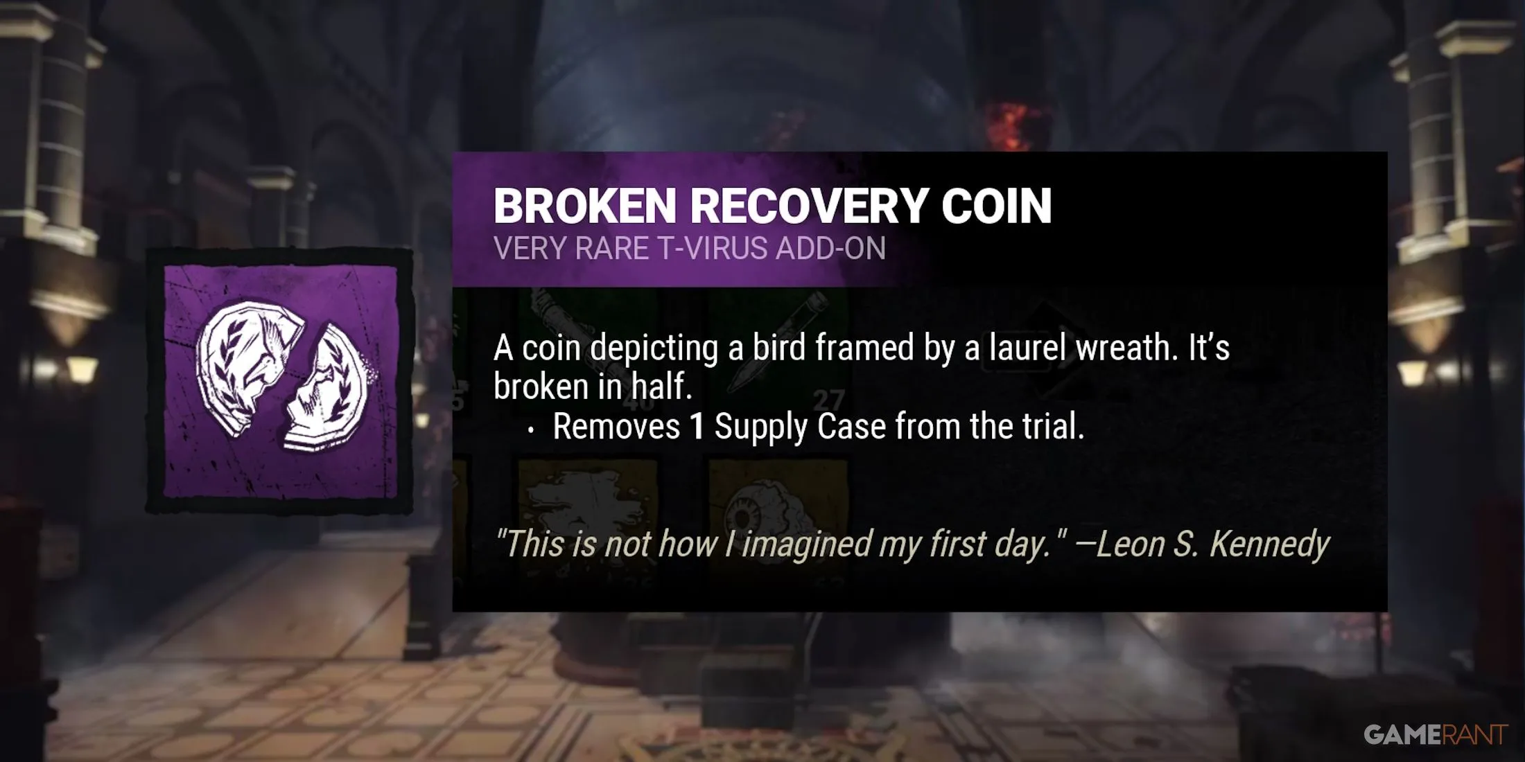 Add-on 'Đồng Xu Phục Hồi Hỏng' (Broken Recovery Coin) của Nemesis, giảm số hộp cứu trợ.