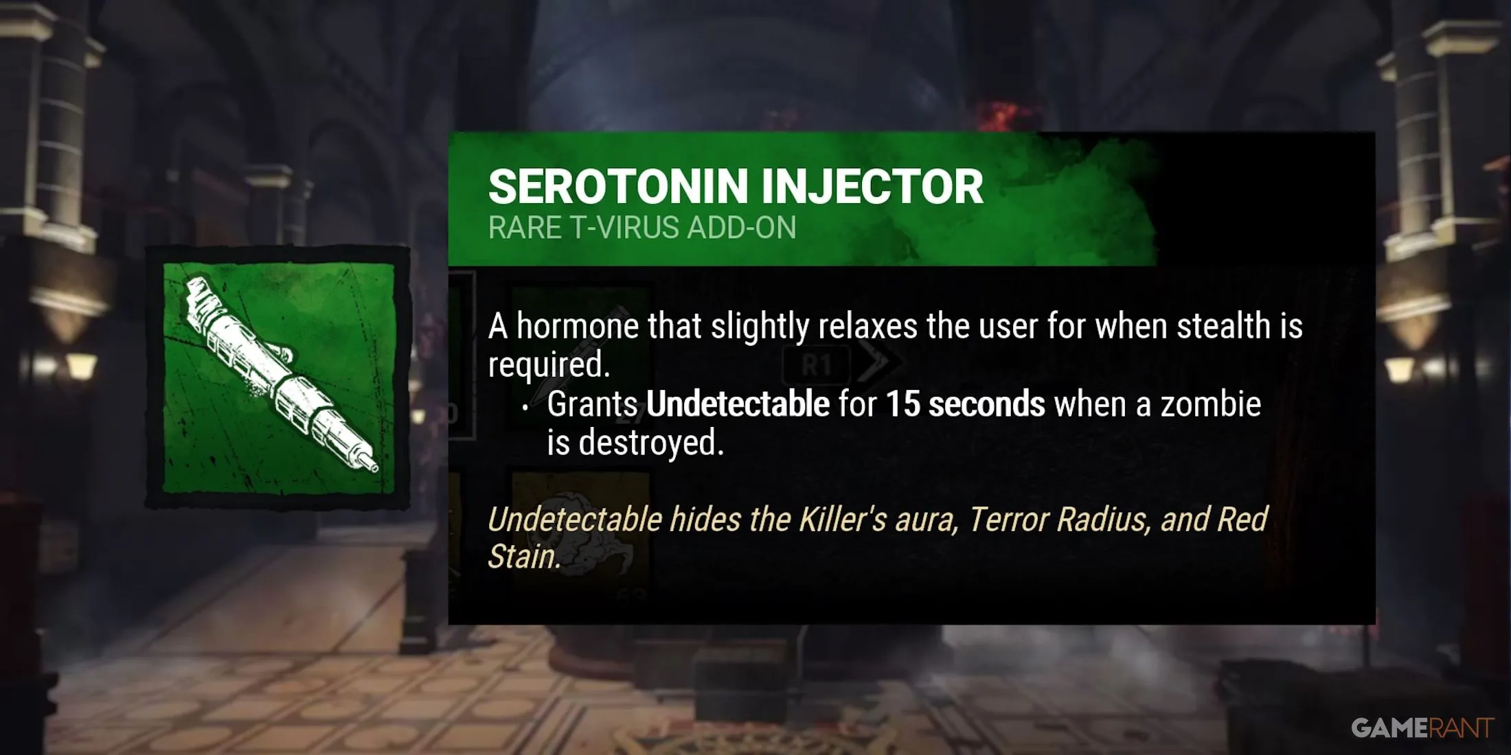 Add-on 'Ống Tiêm Serotonin' (Serotonin Injector) của Nemesis, giúp ẩn thân.
