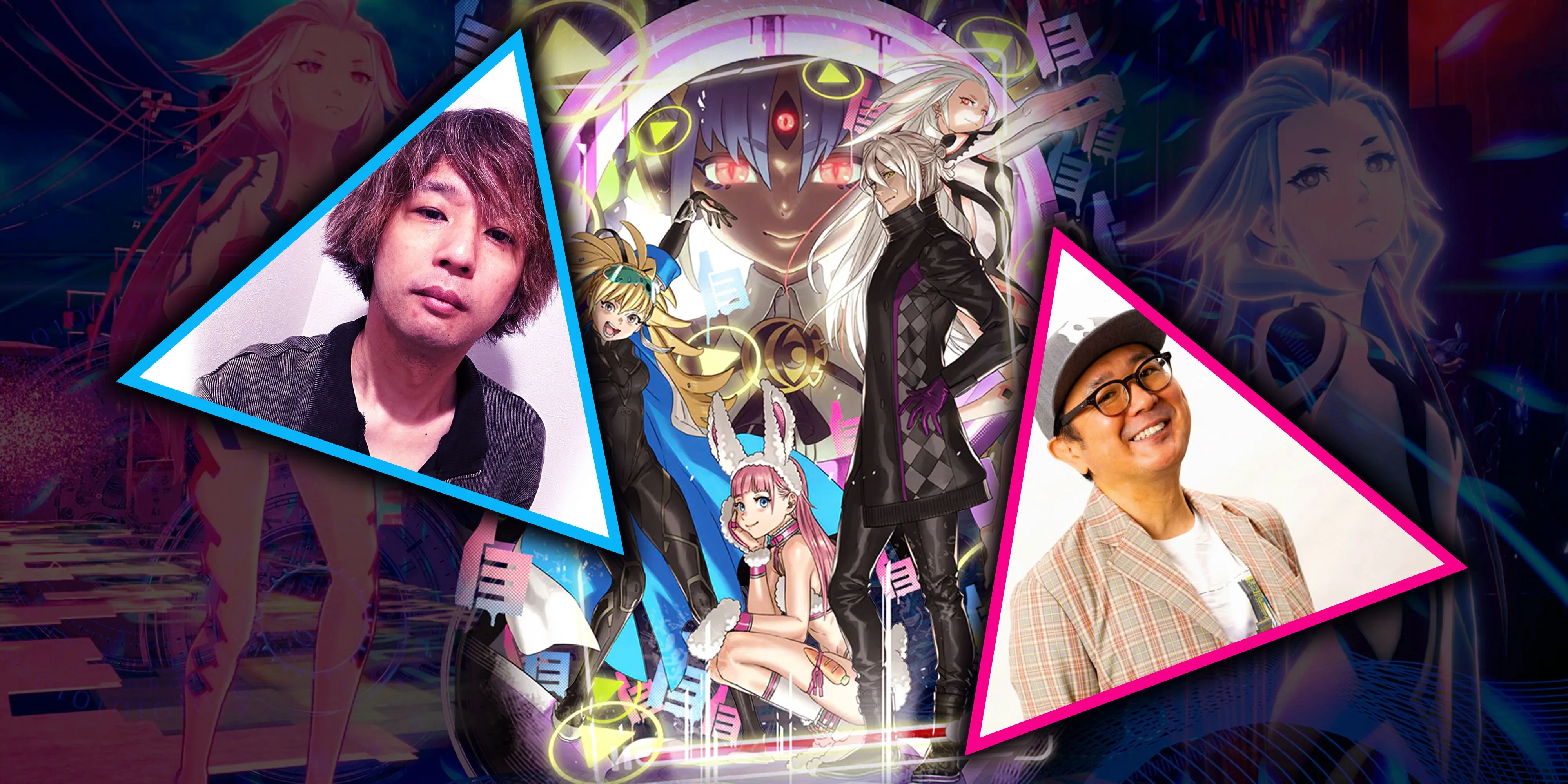 AI The Somnium Files logo con mắt bí ẩn và Kaname Date trong bộ trang phục đặc trưng