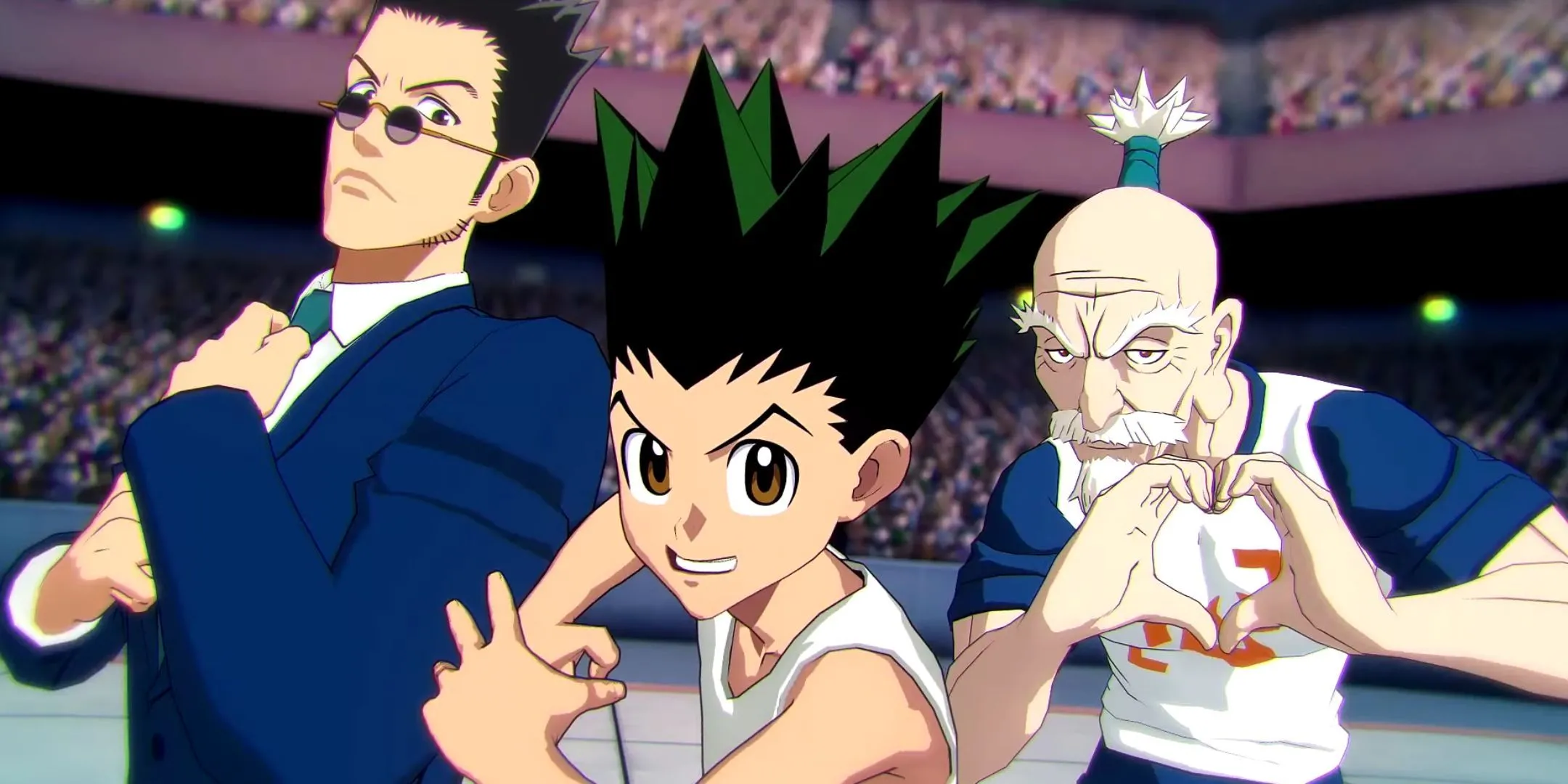 Ba nhân vật Leorio, Gon và Isaac Netero cùng chiến đấu trong Hunter x Hunter: Nen x Impact