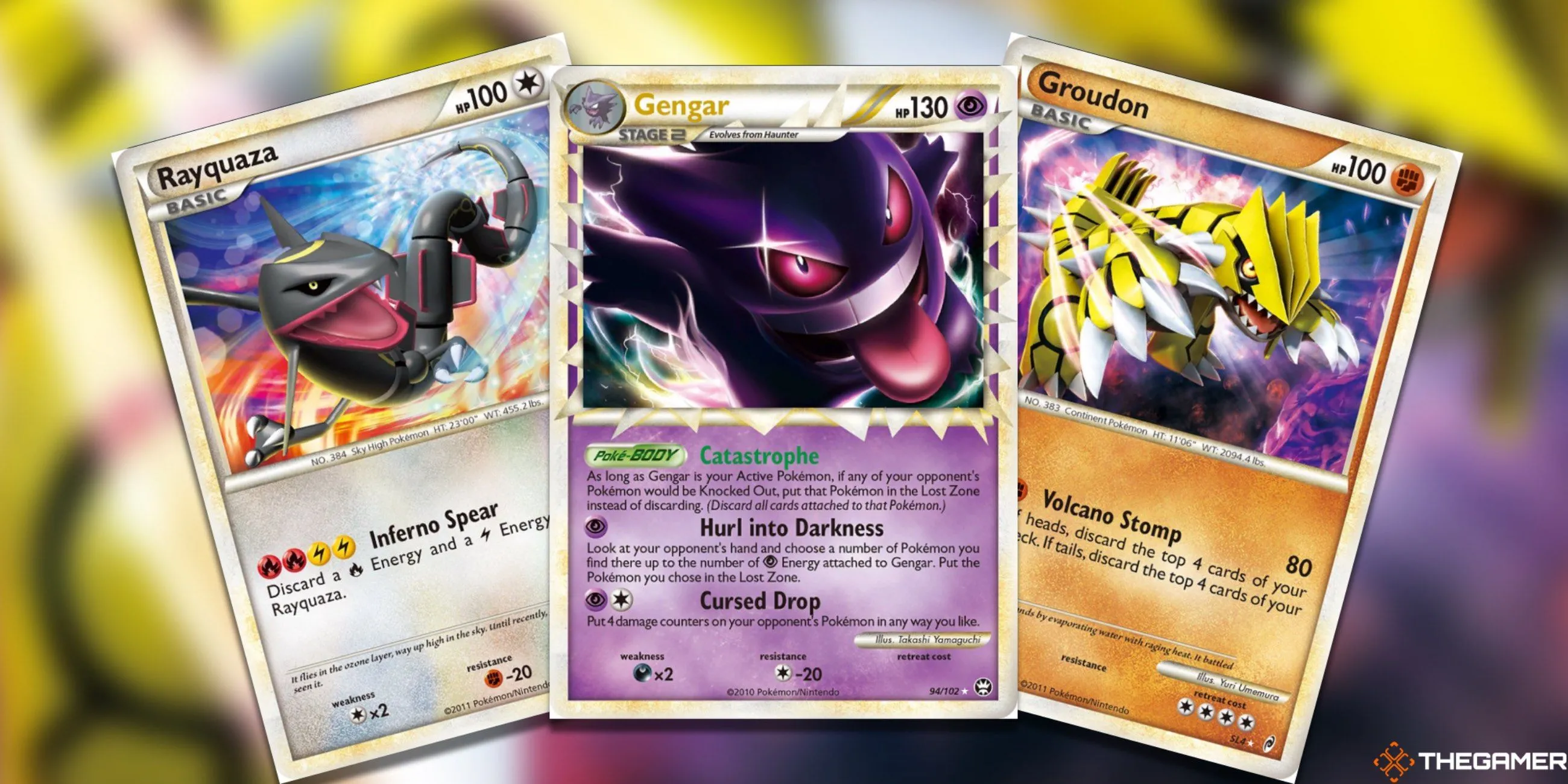 Ba thẻ bài Pokemon TCG hiếm từ kỷ nguyên HeartGold & SoulSilver: Rayquaza Shiny, Gengar Prime và Groudon Shiny
