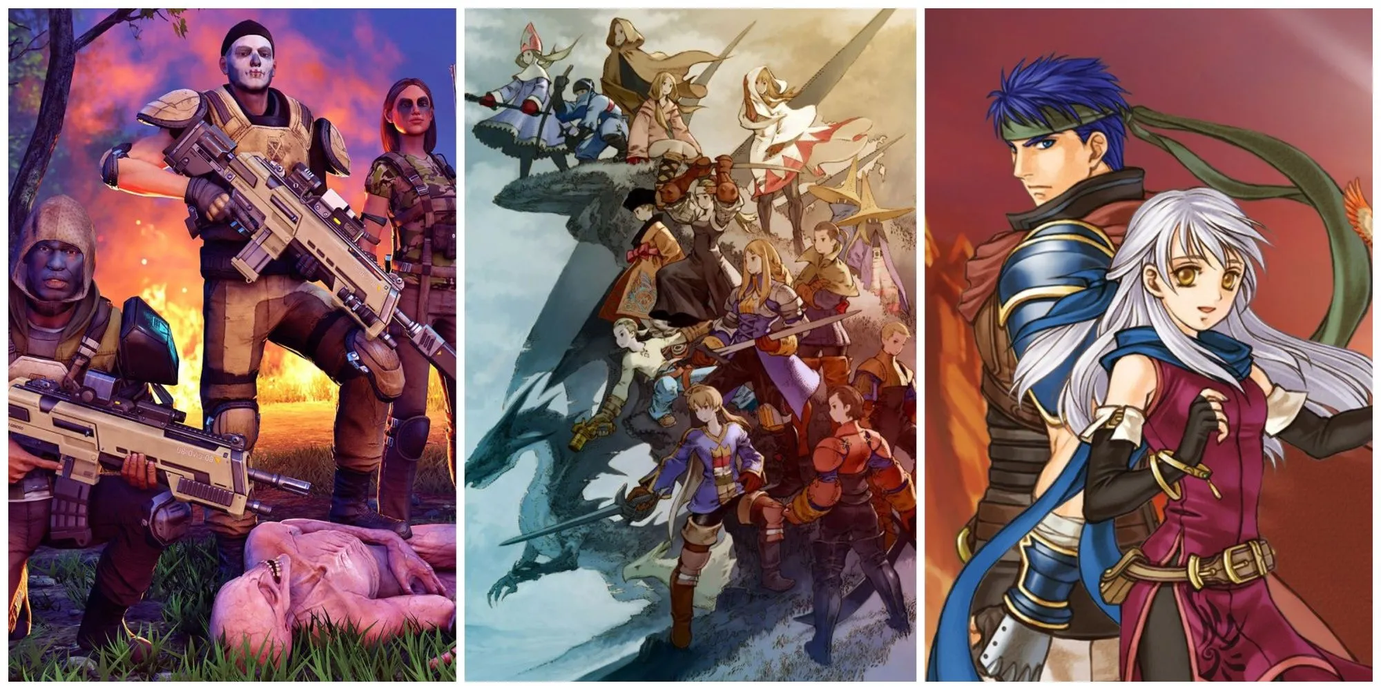 Ba tựa game chiến thuật RPG kinh điển: XCOM 2, Final Fantasy Tactics và Fire Emblem Radiant Dawn minh họa sự đa dạng của thể loại.