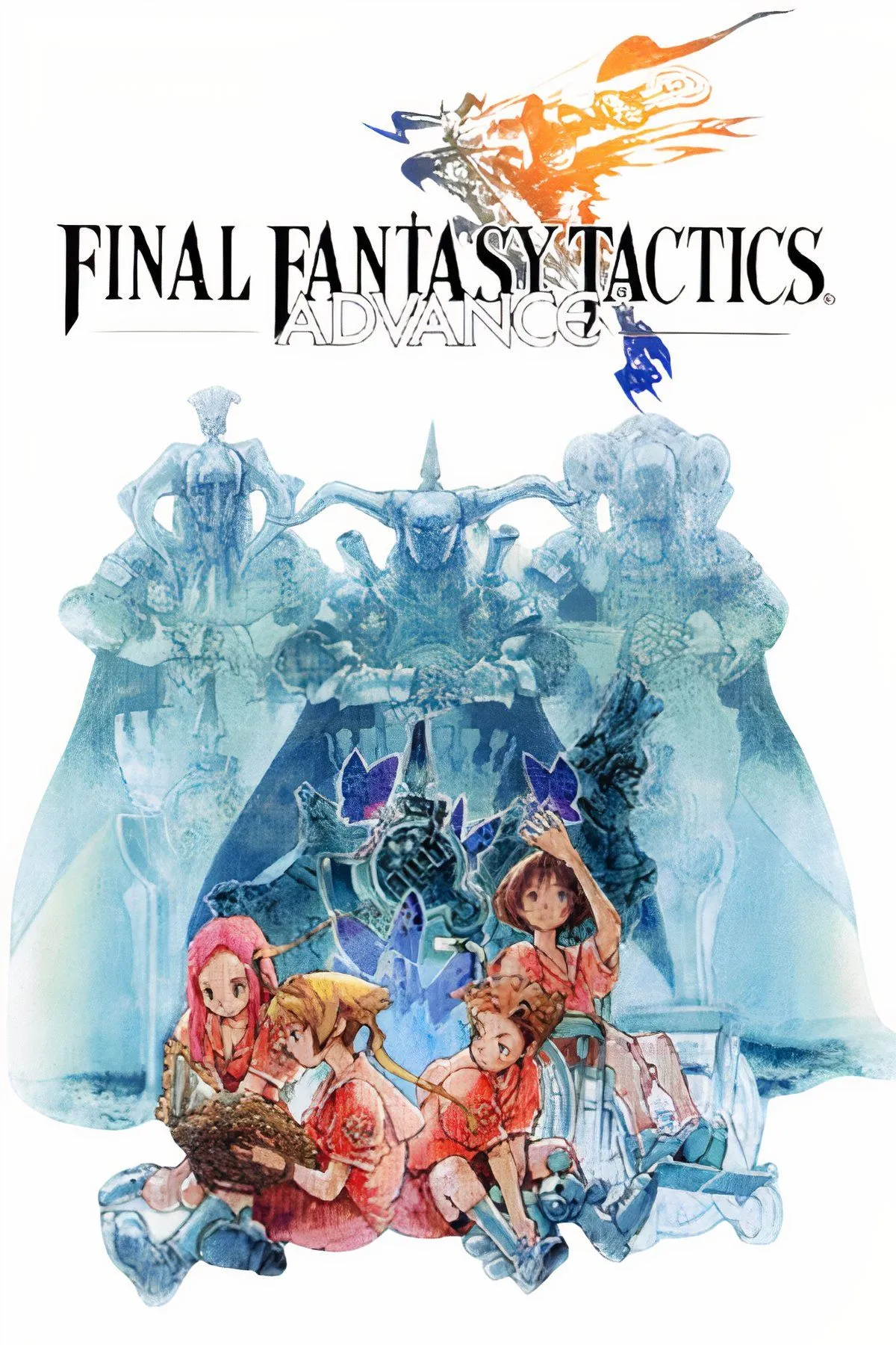 Bìa game Final Fantasy Tactics Advance với nhân vật chính Marche Radiuju và các thành viên hội Clan Centurio.