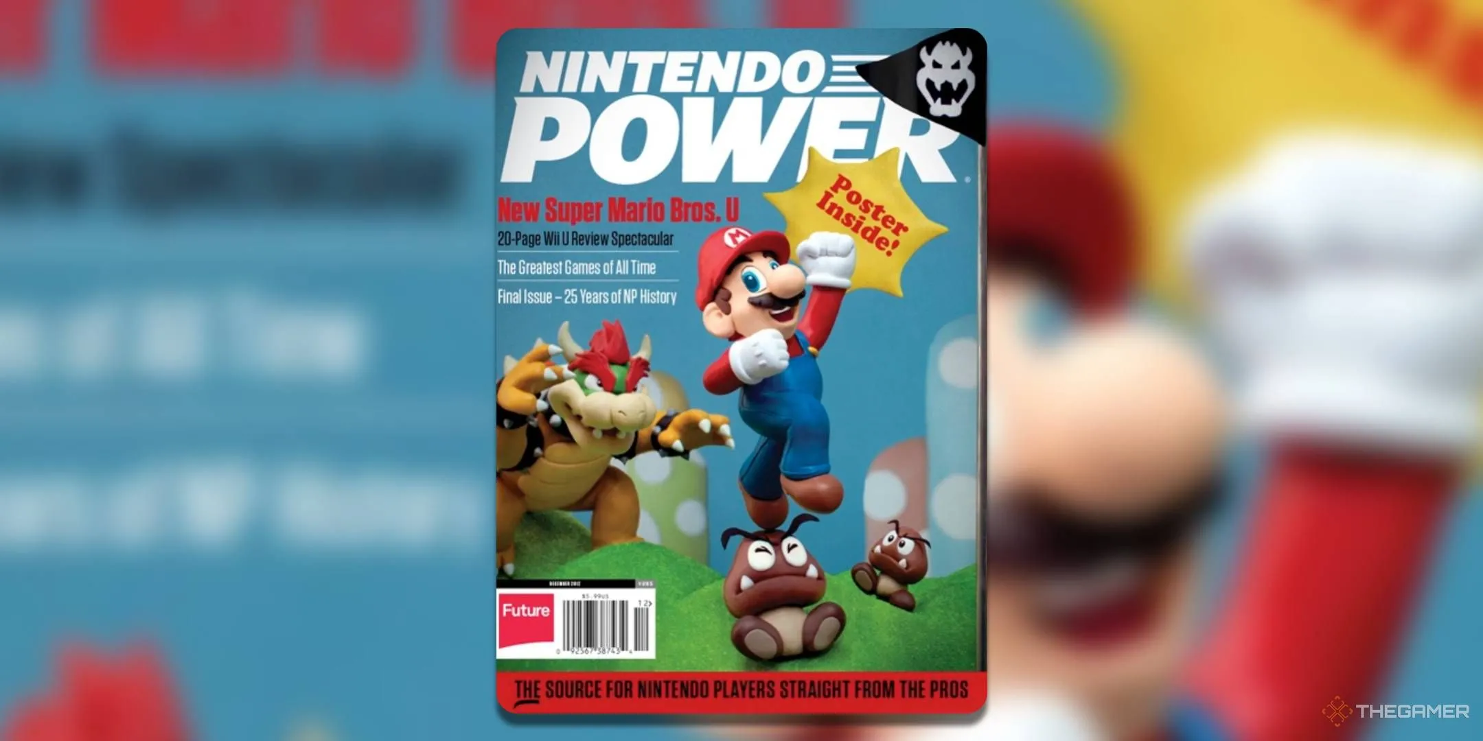 Bìa tạp chí Nintendo Power số 285, ấn bản cuối cùng, với Mario, Bowser và Goombas từ New Super Mario Bros U