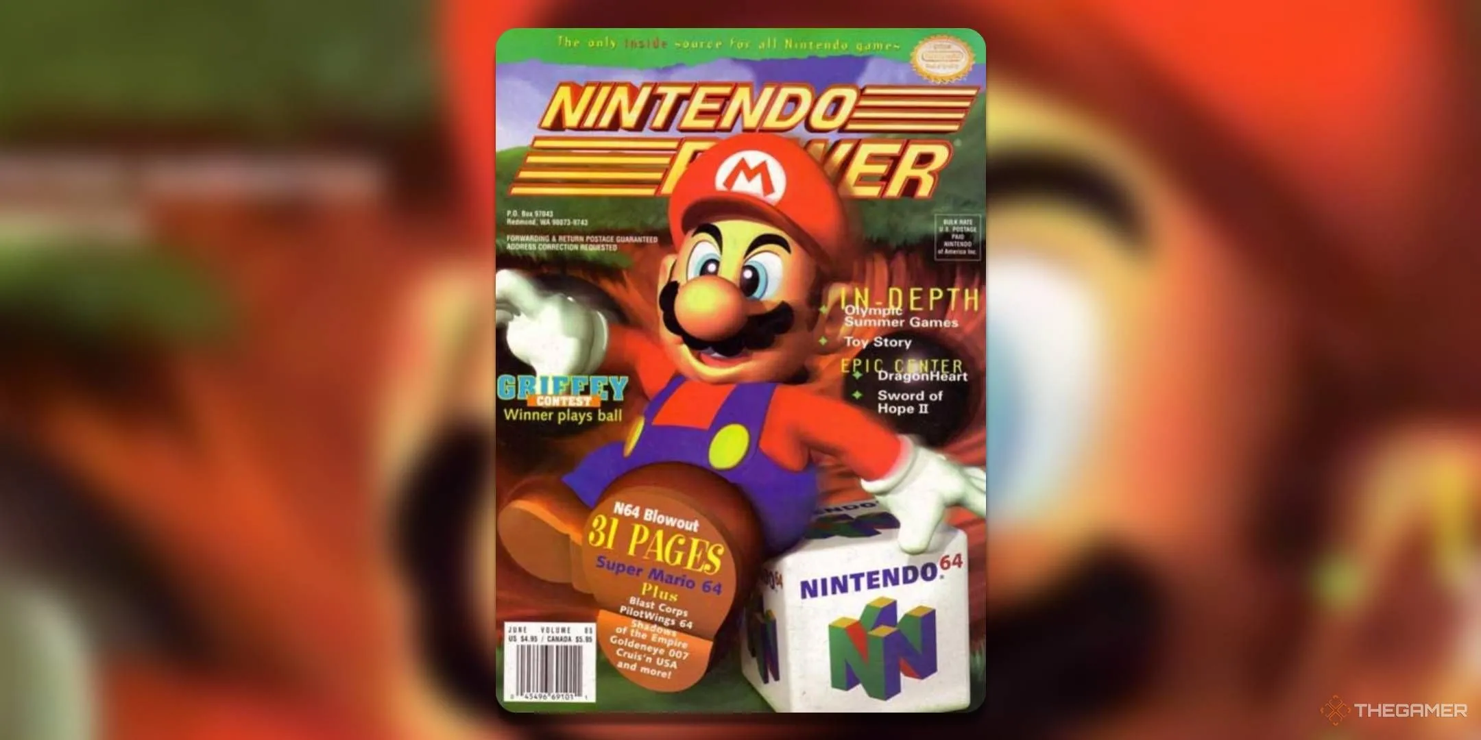 Bìa tạp chí Nintendo Power số 85 tháng 6 năm 1996 giới thiệu Super Mario 64 trên Nintendo 64