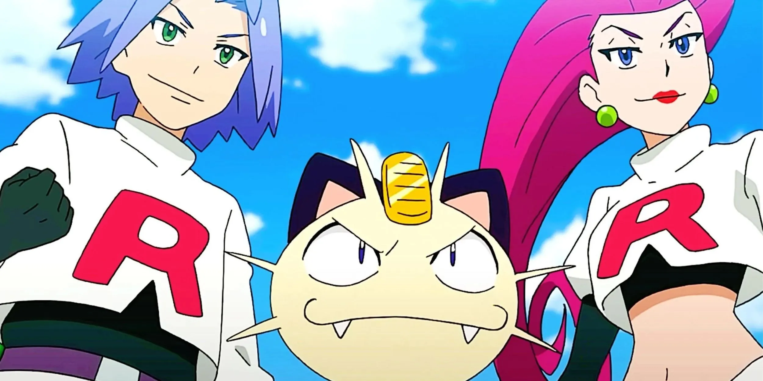 Bộ ba Jessie, James và Meowth của Team Rocket trong anime Pokemon.