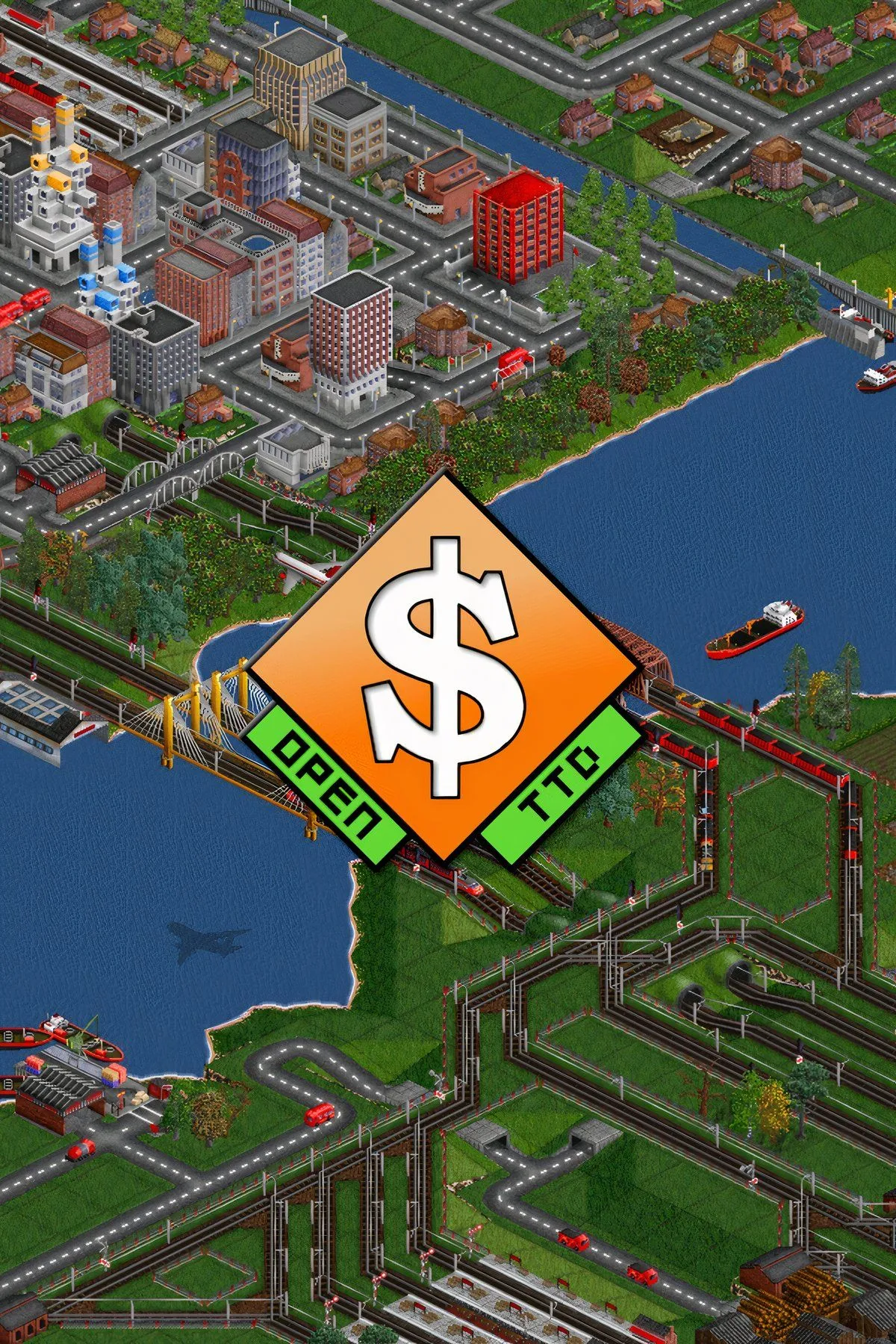 Cảnh quản lý hệ thống tàu hỏa phức tạp trong OpenTTD.