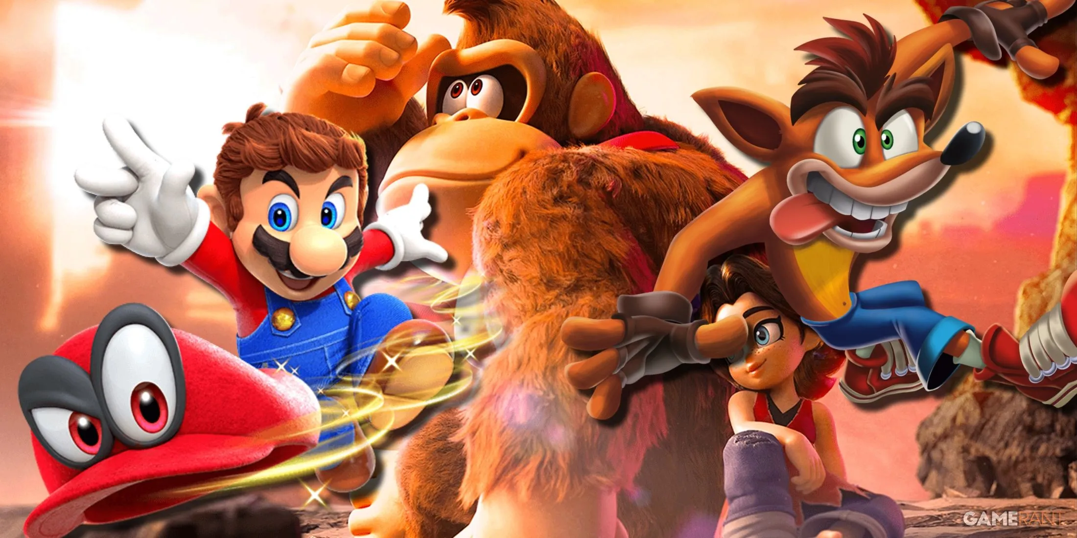 Donkey Kong Bananza với góc nhìn camera động, minh họa cơ chế Sonar độc đáo trong game platformer 3D