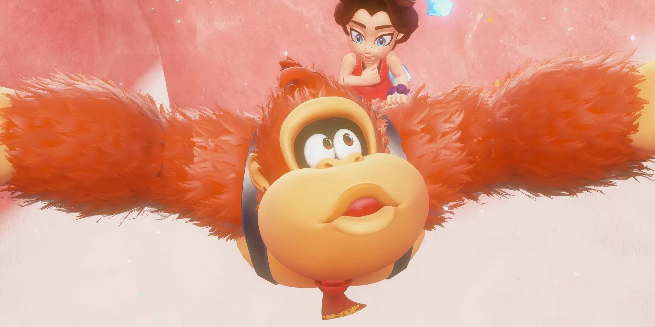 Donkey Kong với phong thái mạnh mẽ, đầy hỗn loạn trong một cảnh hành động của Donkey Kong Bananza, đặc trưng cho lối chơi của chú khỉ này.