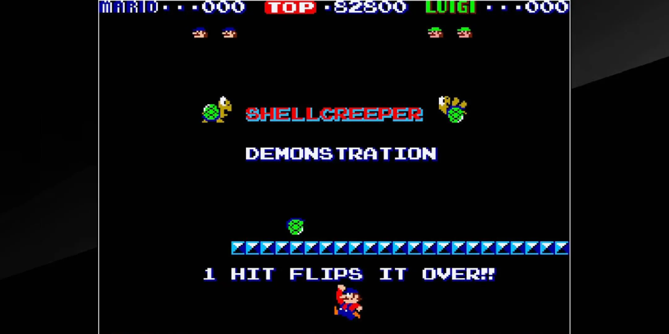 Giao diện game Mario Bros bản arcade gốc với Mario và Luigi đang chiến đấu