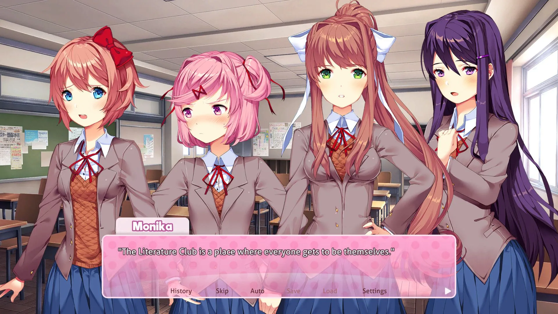 Giao diện viết thơ trong Doki Doki Literature Club, một yếu tố gameplay cốt lõi.