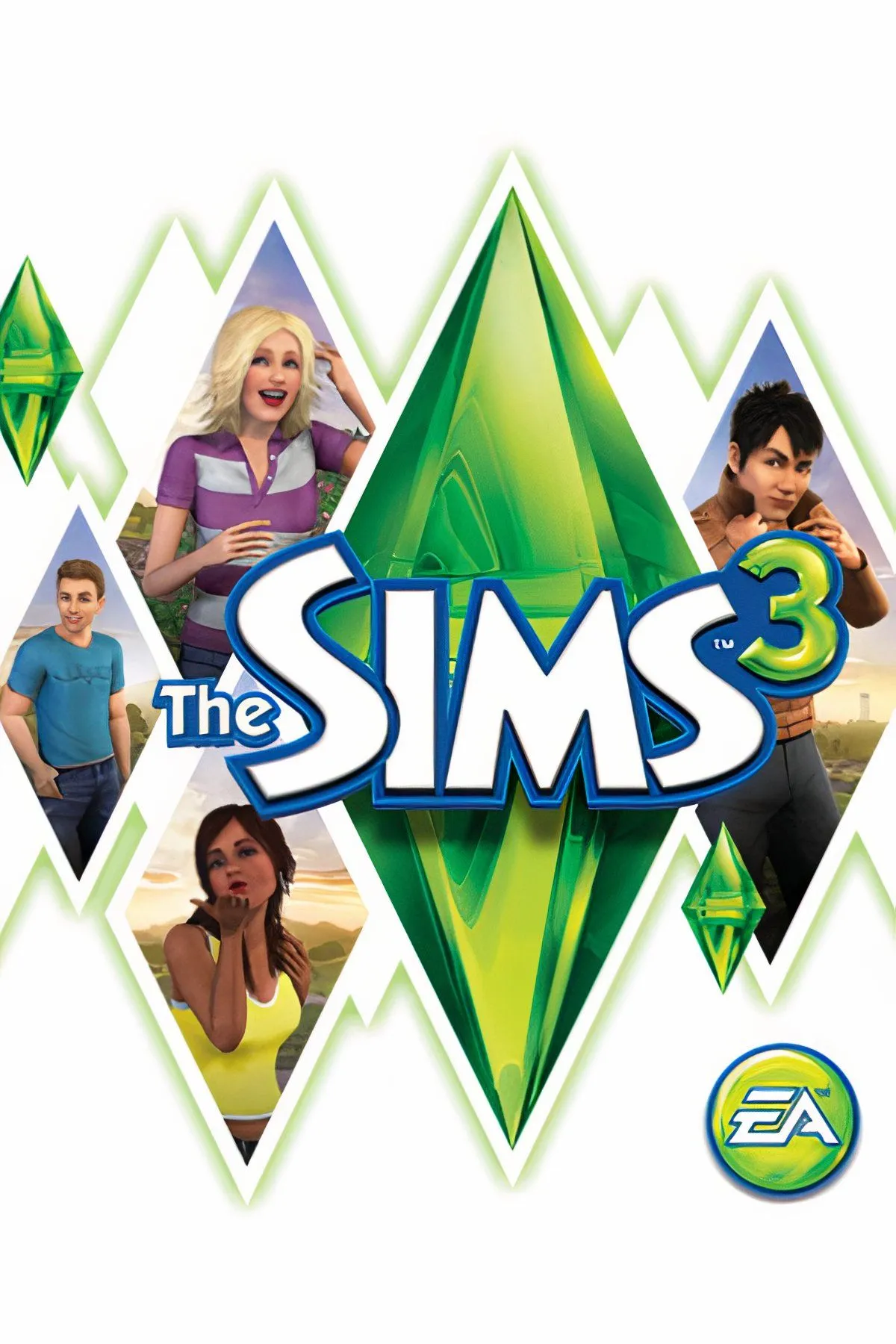 Hai Sims đang tương tác thân mật trong một căn nhà hiện đại của The Sims 3, với khung cảnh thành phố bên ngoài cửa sổ