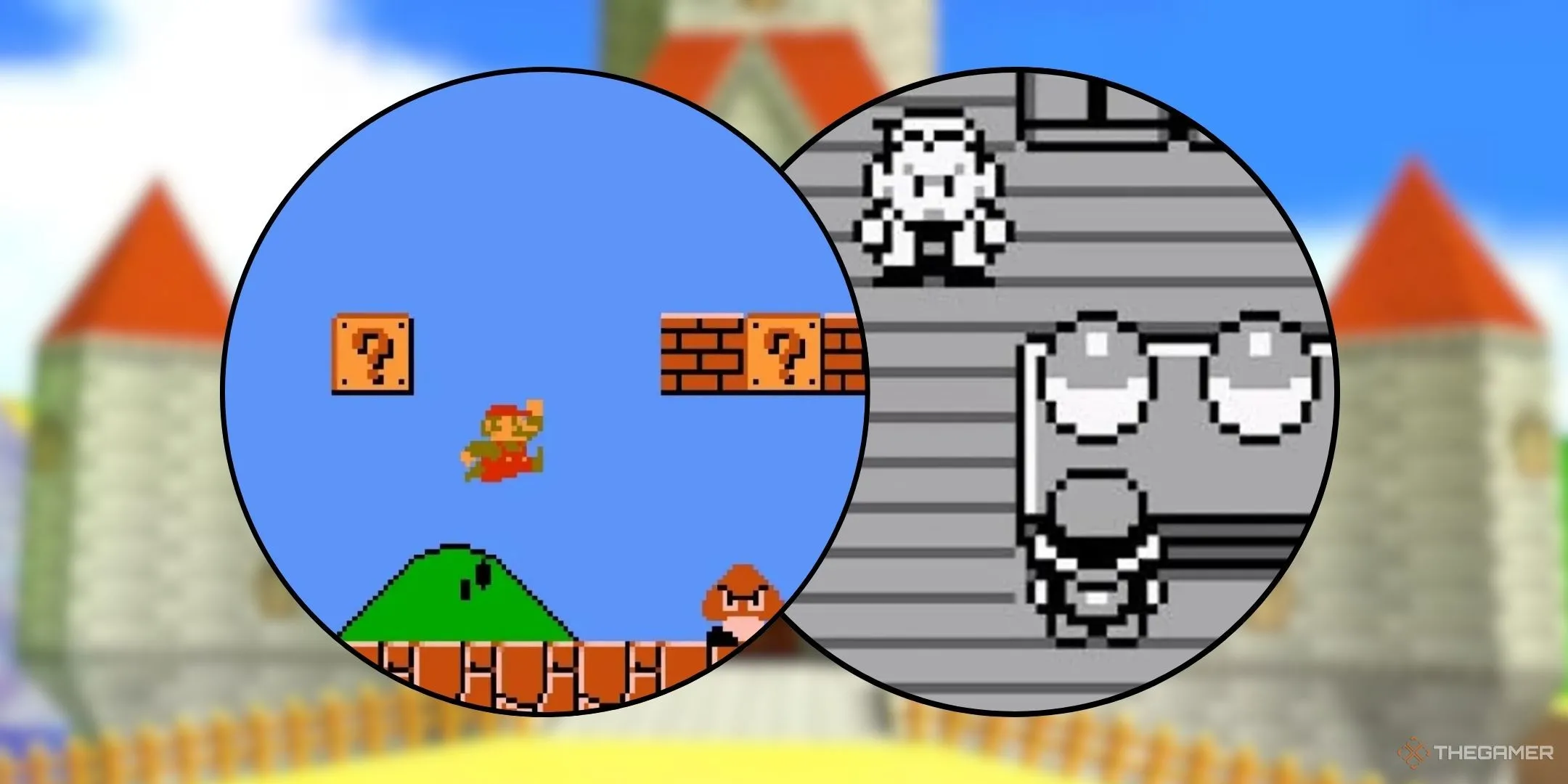 Hình ảnh tổng hợp các tựa game Super Mario Bros và Pokemon Red Blue trên nền Vương Quốc Nấm