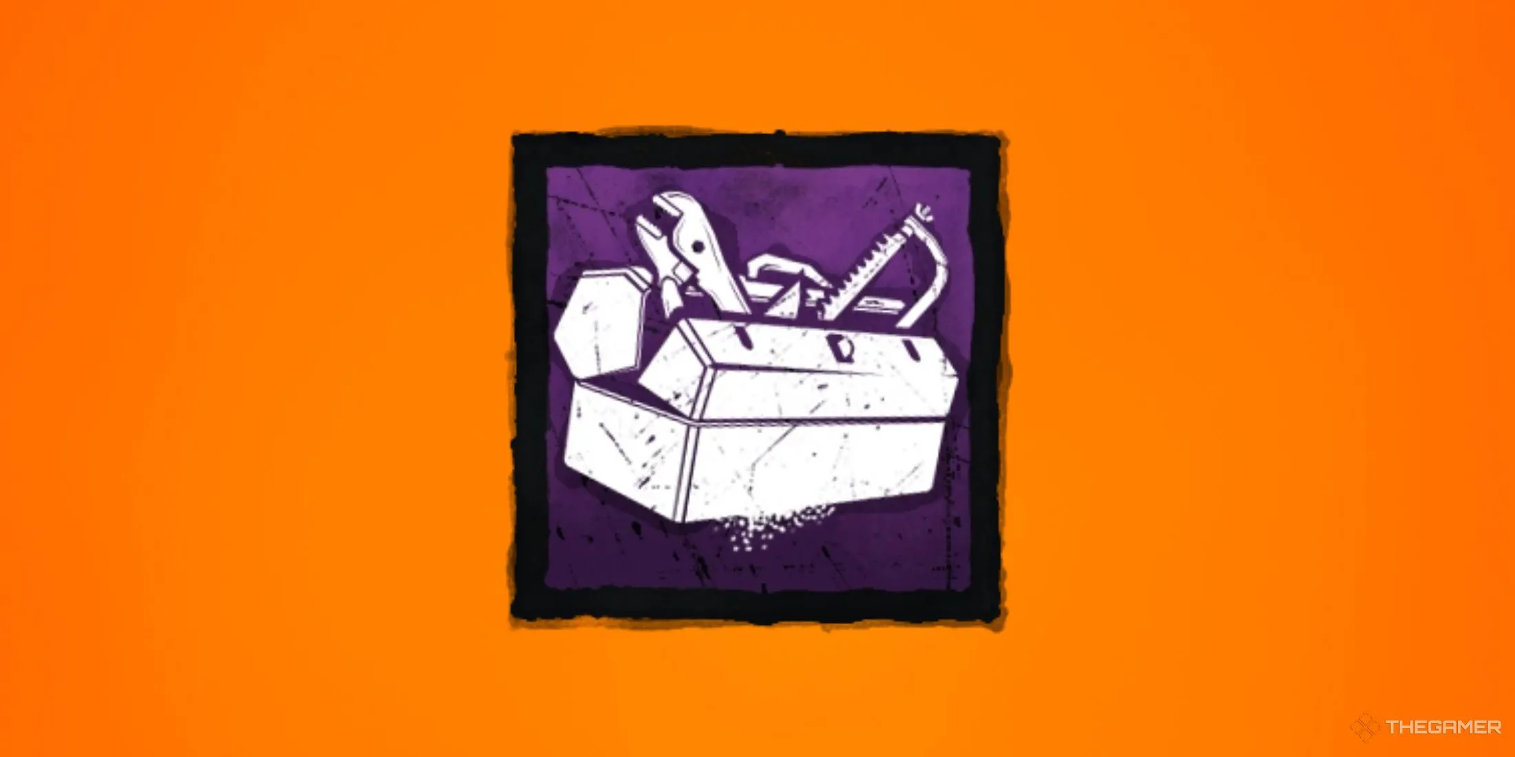 Hộp công cụ Alex's Toolbox trong Dead By Daylight với nền màu cam gradient