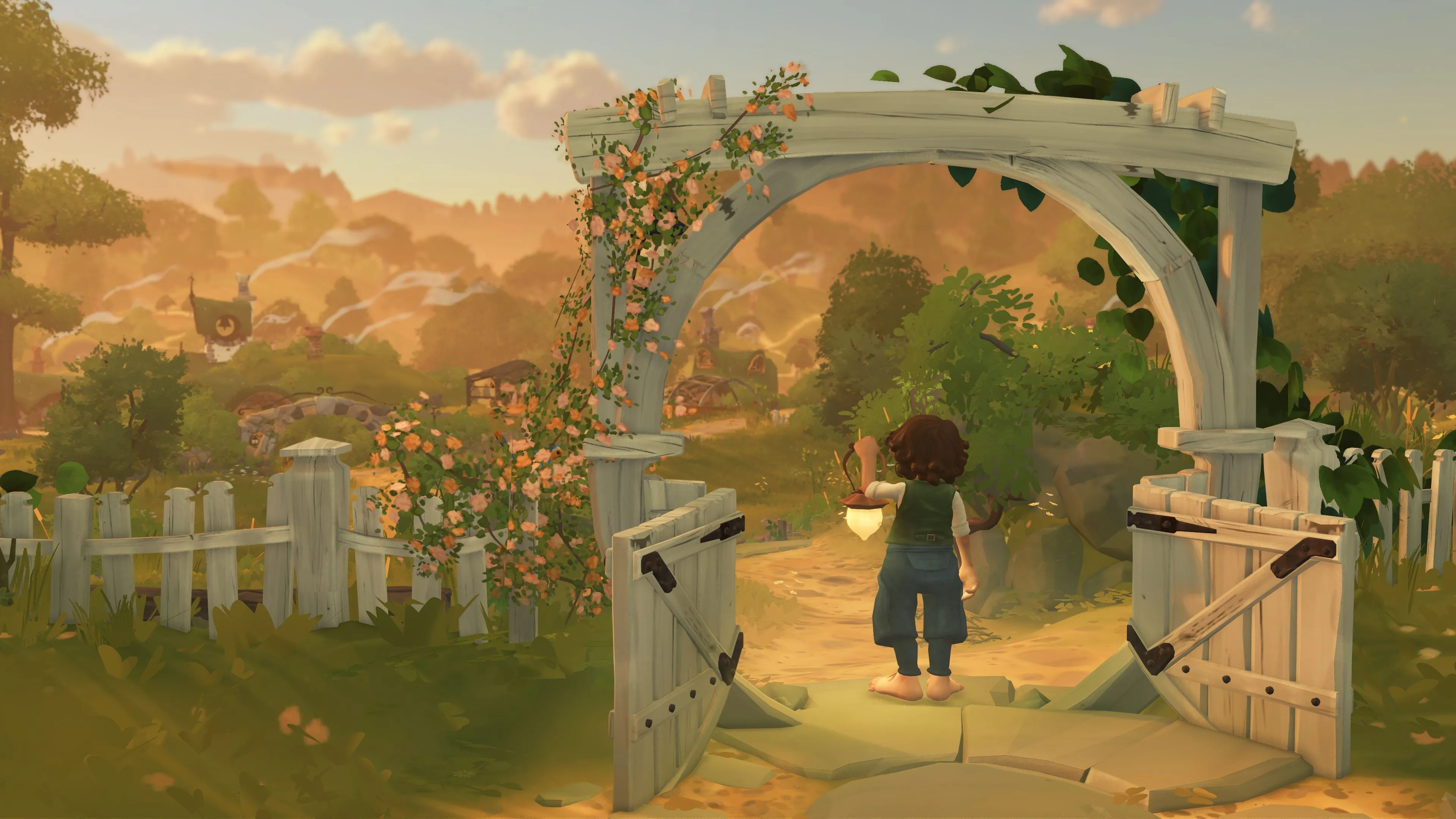 Khung cảnh ngôi làng Bywater yên bình trong Tales of the Shire, nơi game thủ sẽ xây dựng cuộc sống Hobbit.