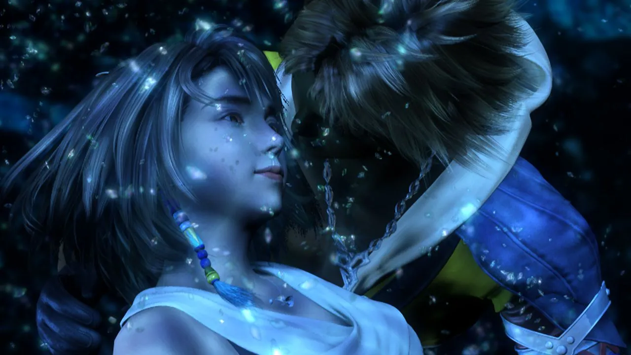 Kimahri và Yuna cùng đồng đội trong một phân cảnh của Final Fantasy X, thể hiện vai trò bảo hộ của Kimahri.