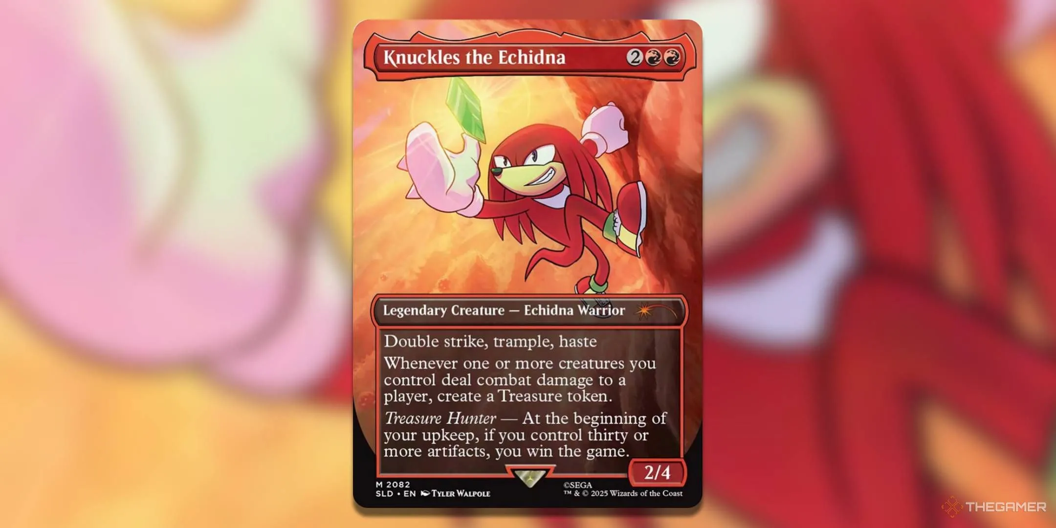 Knuckles The Echidna mạnh mẽ leo vách đá tìm viên đá quý trên thẻ MTG Sonic