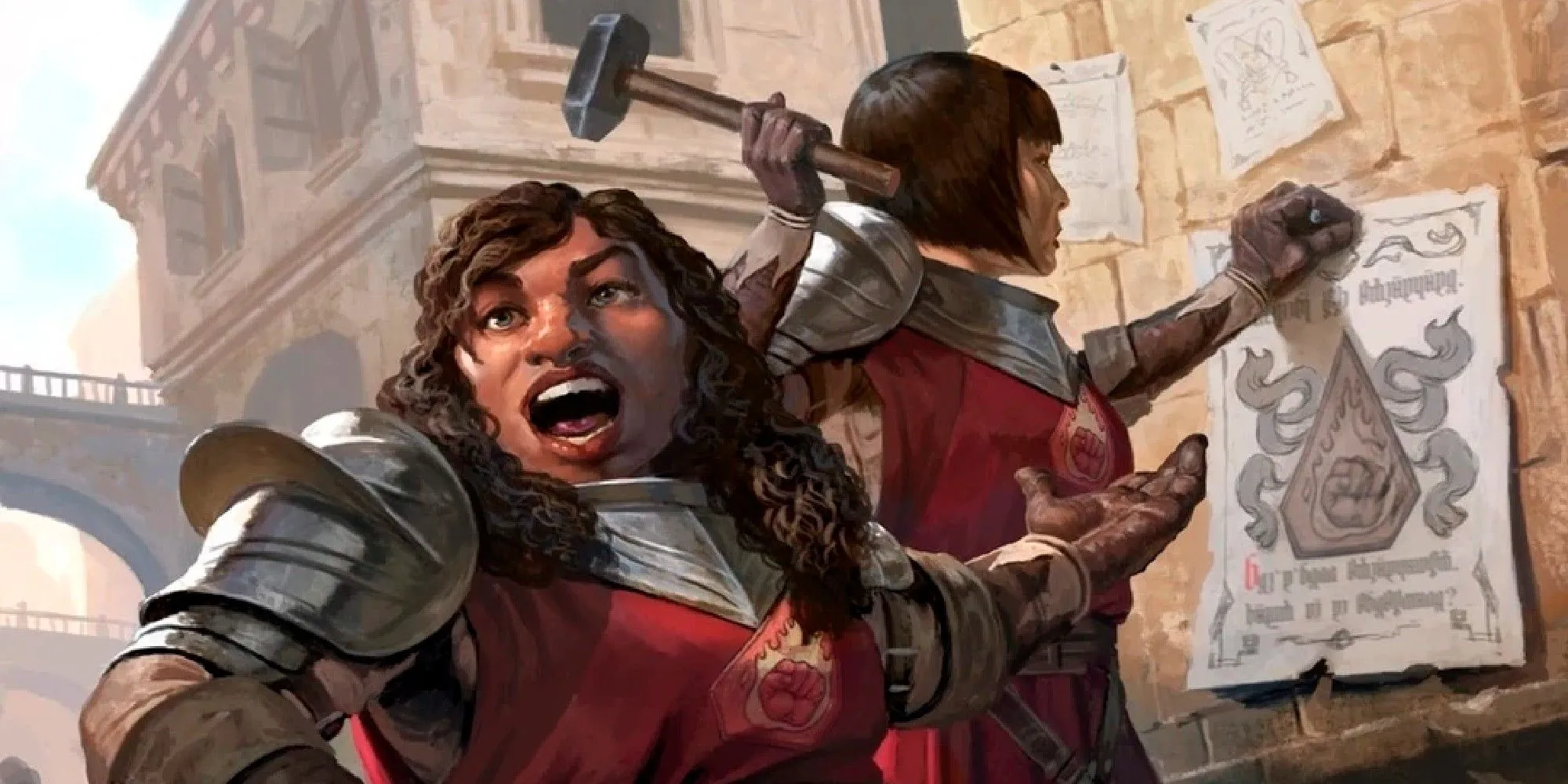 Lính canh Flaming Fist tuyển quân ở Baldur's Gate trong Dungeons &amp; Dragons.