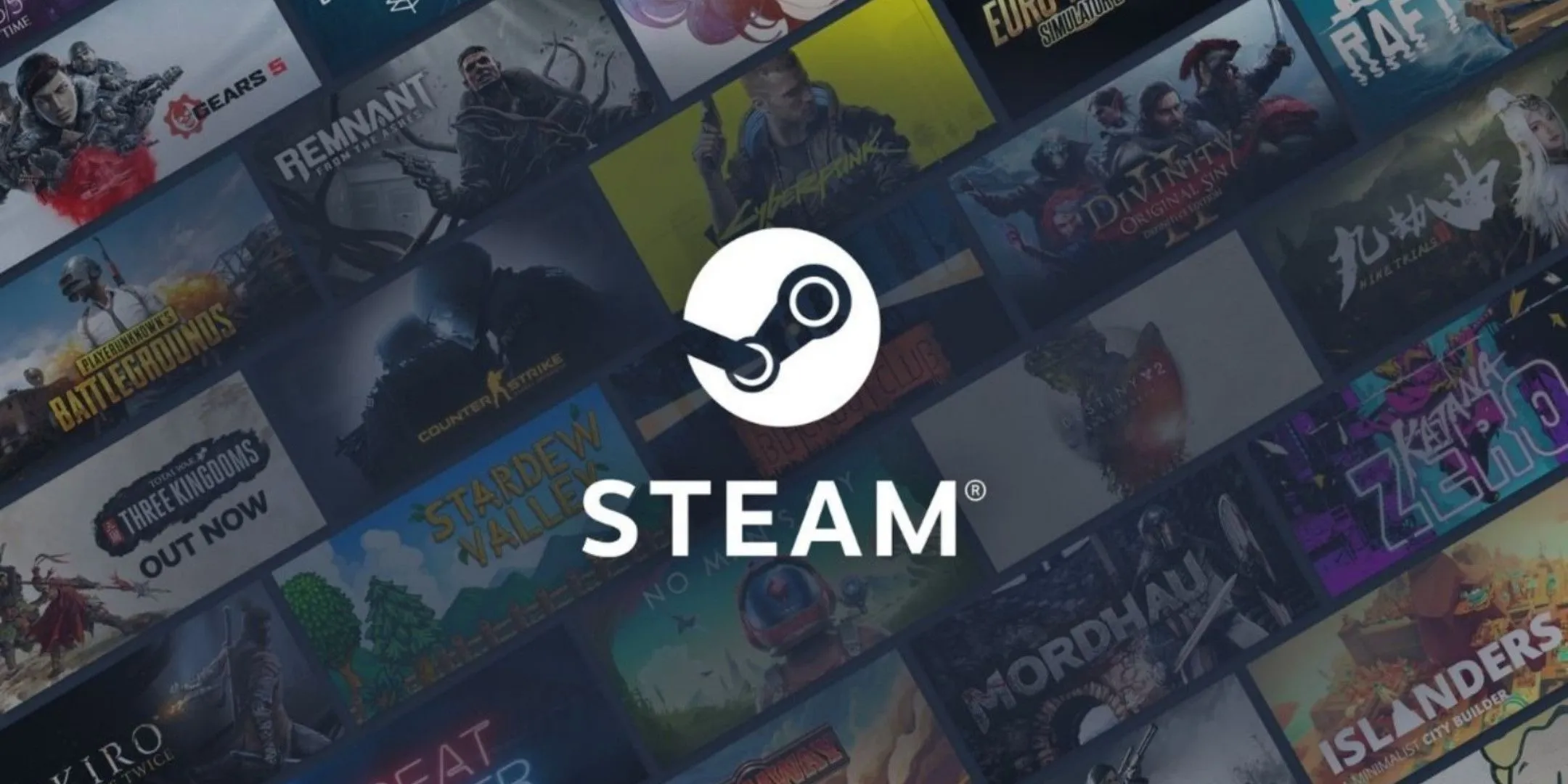 Logo Steam nổi bật trên nền các tựa game đa dạng, biểu tượng của sự kiểm duyệt nội dung gần đây.