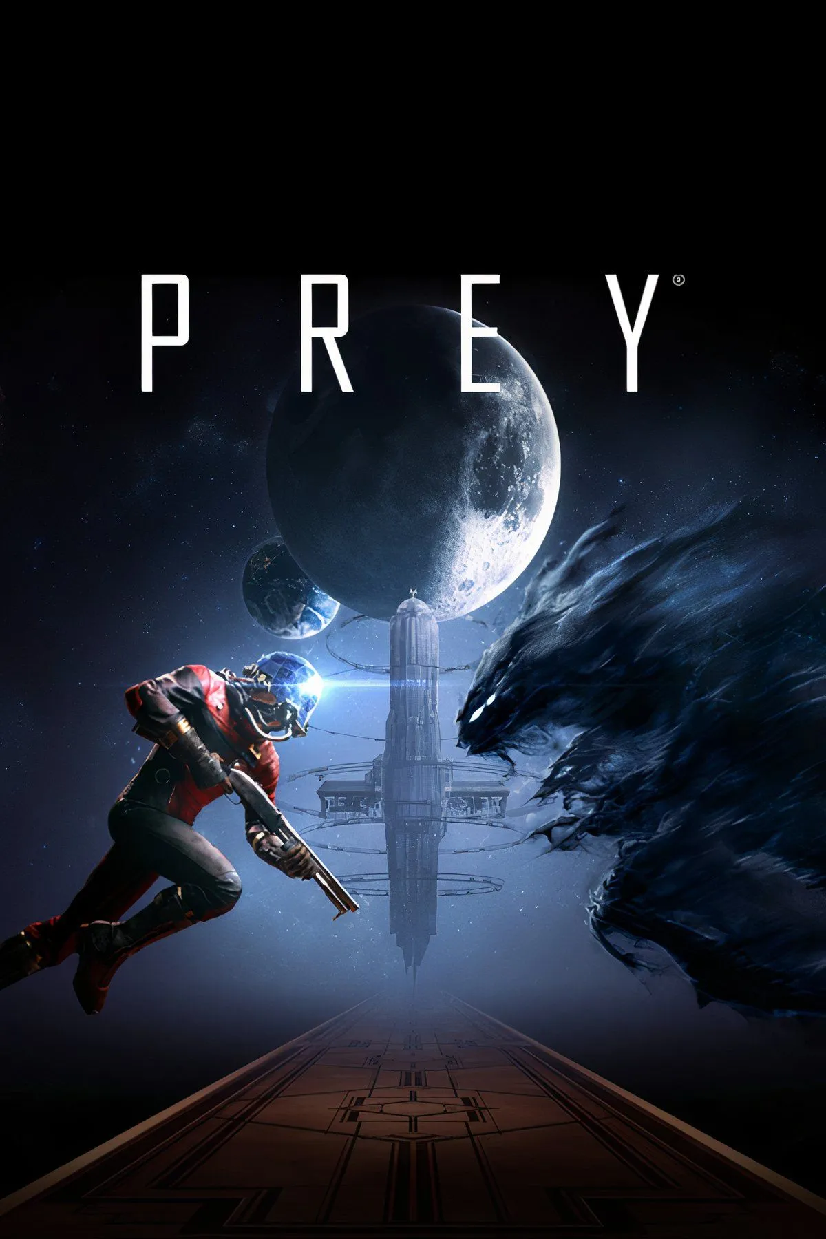 Morgan Yu trong Prey đối mặt với một Mimic đang biến hình, không gian Talos 1 lộn xộn, thể hiện sự hỗn loạn và tính giả lập của môi trường