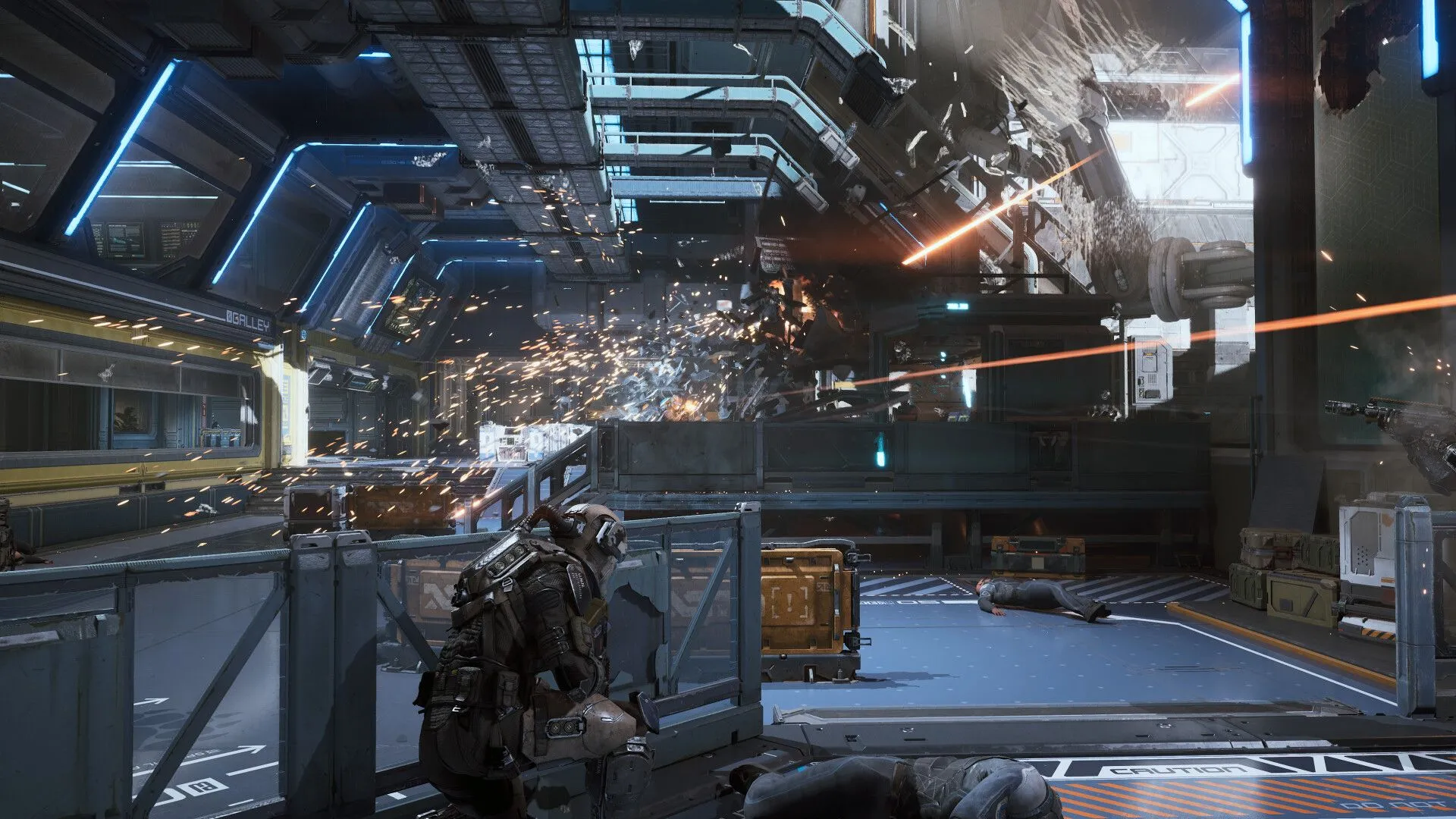 Một cận cảnh nhân vật The Expanse Osiris Reborn ngắm bắn, thể hiện sự chăm chút vào chi tiết vũ khí và cảm giác bắn súng trong game