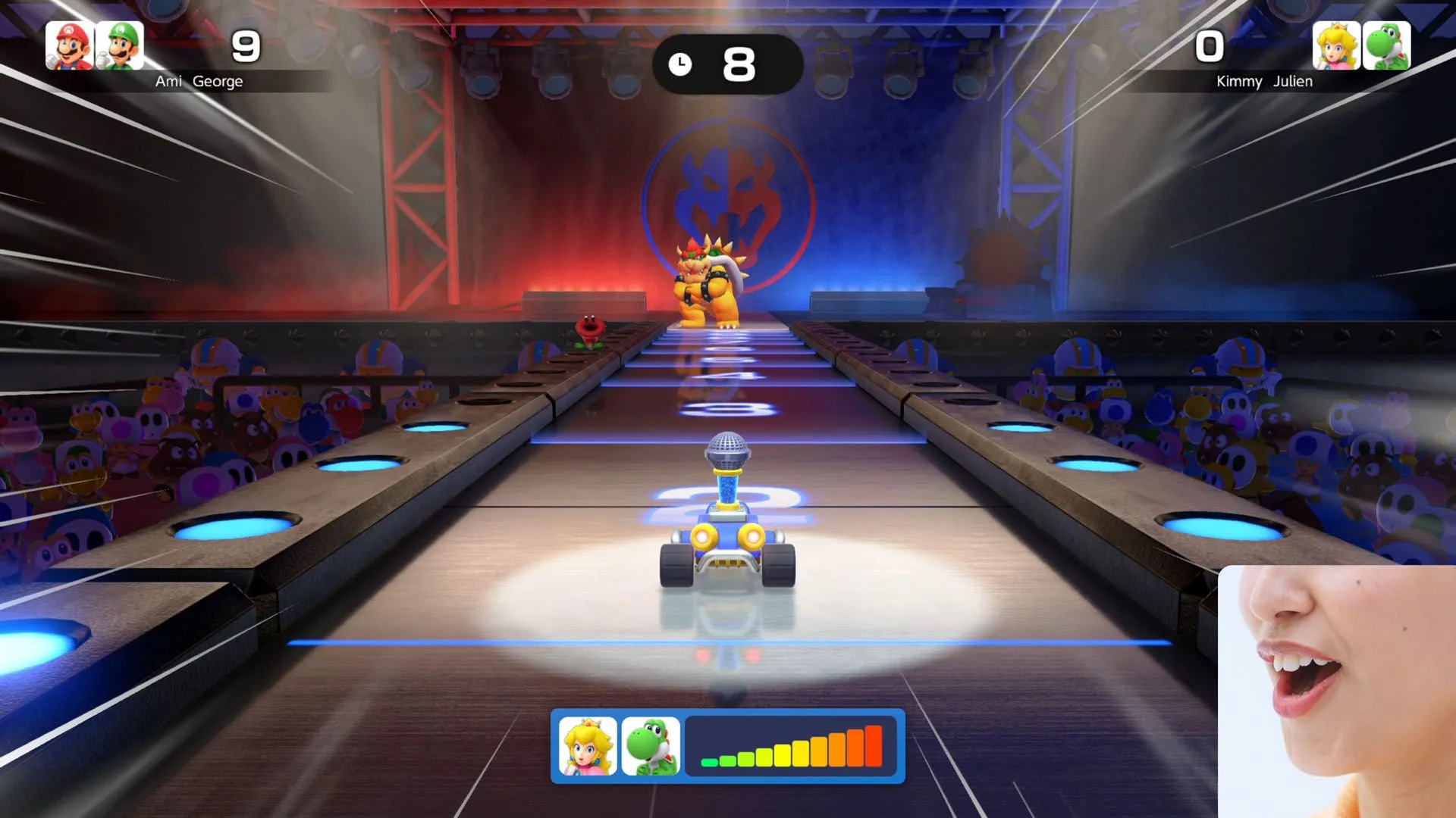 Một màn chơi đầy màu sắc của Super Mario Party Jamboree phiên bản Switch 2, tập trung vào chế độ Jamboree TV với các nhân vật quen thuộc.