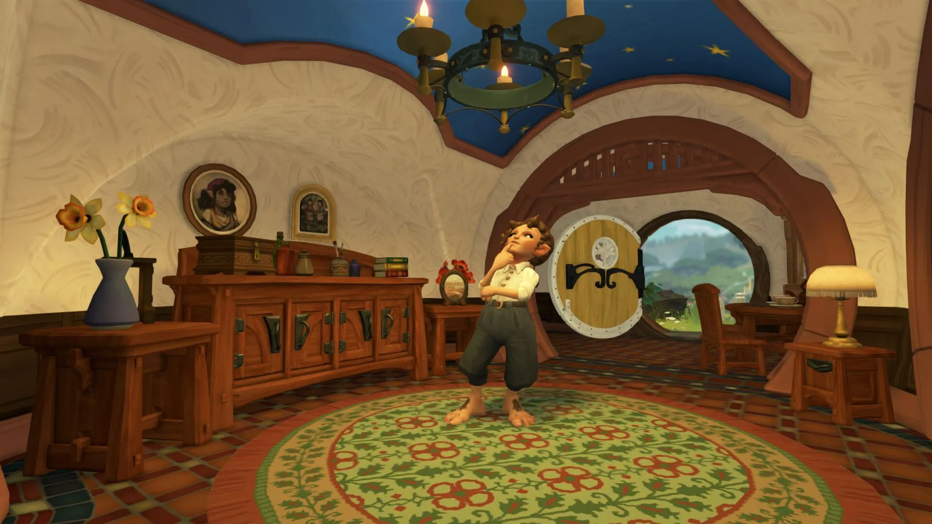 Một ngôi nhà Hobbit ấm cúng trong Tales of the Shire, bối cảnh chính của game.