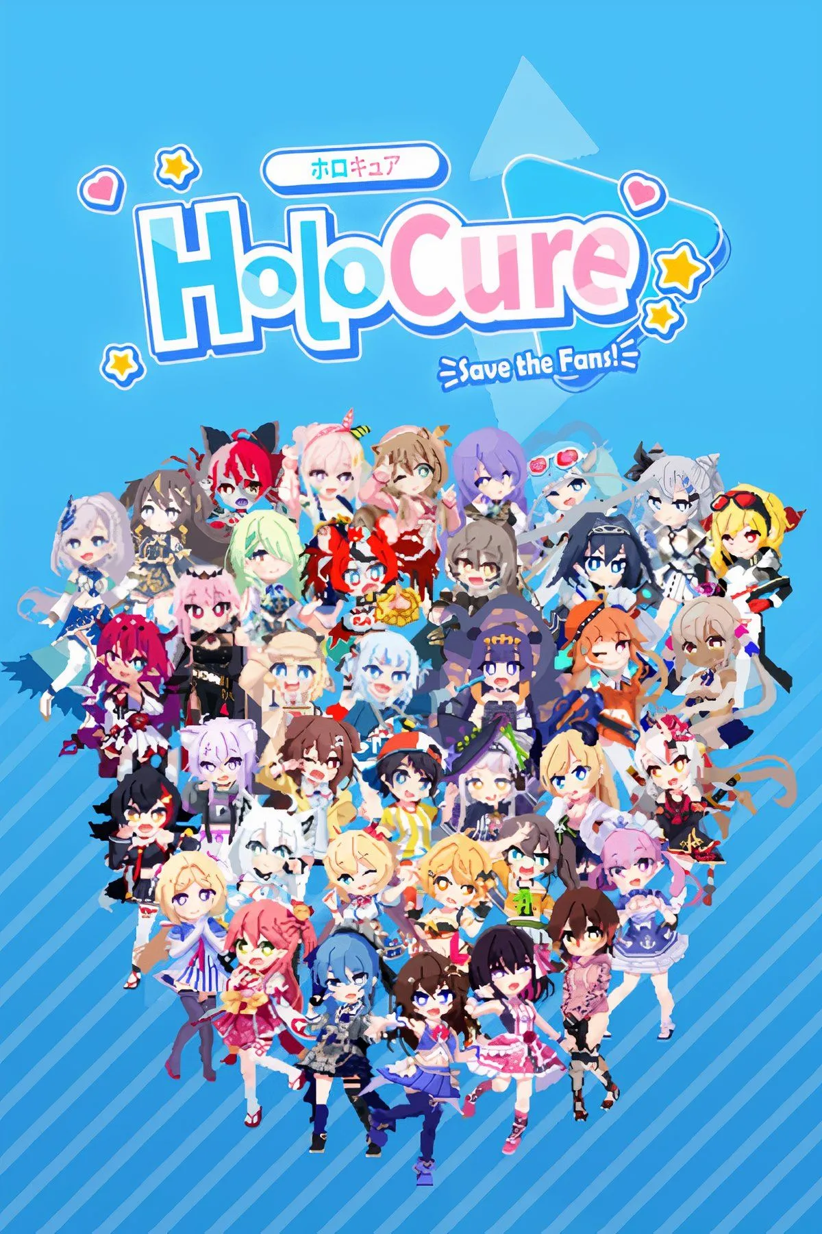 Nhân vật HoloVtuber trong HoloCure - Save The Fans!, game roguelike phong cách Vampire Survivors.