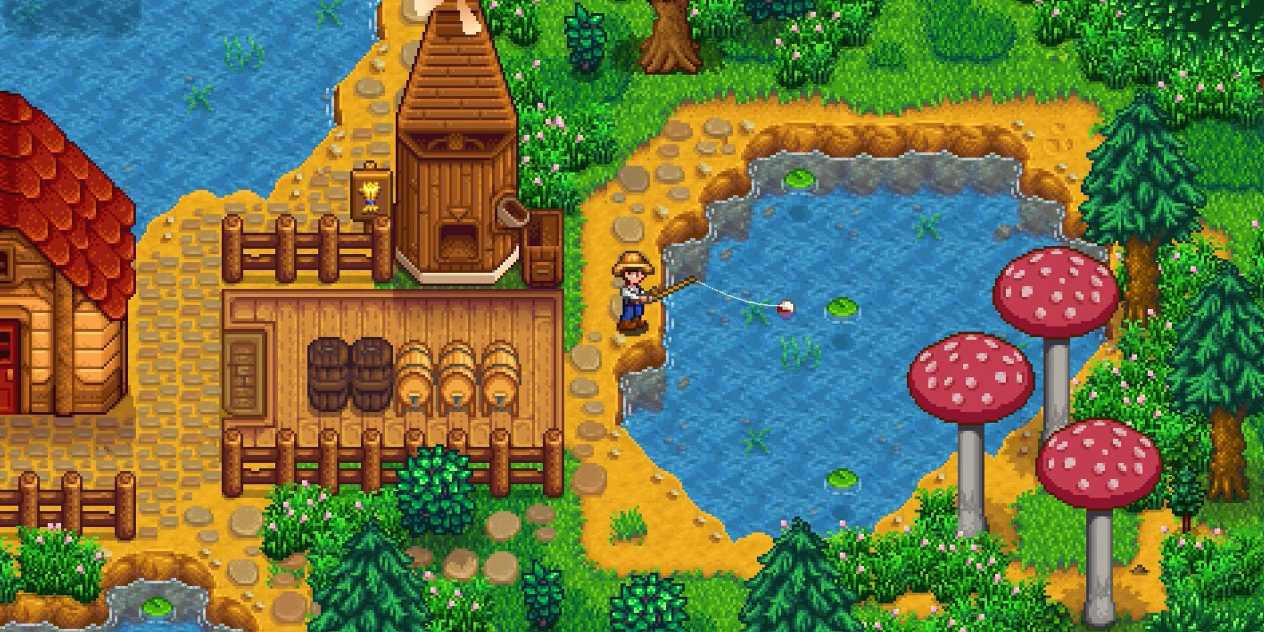Nông dân câu cá trong Stardew Valley, biểu tượng của sự thành công indie game mang lại trải nghiệm bình dị và sâu sắc.