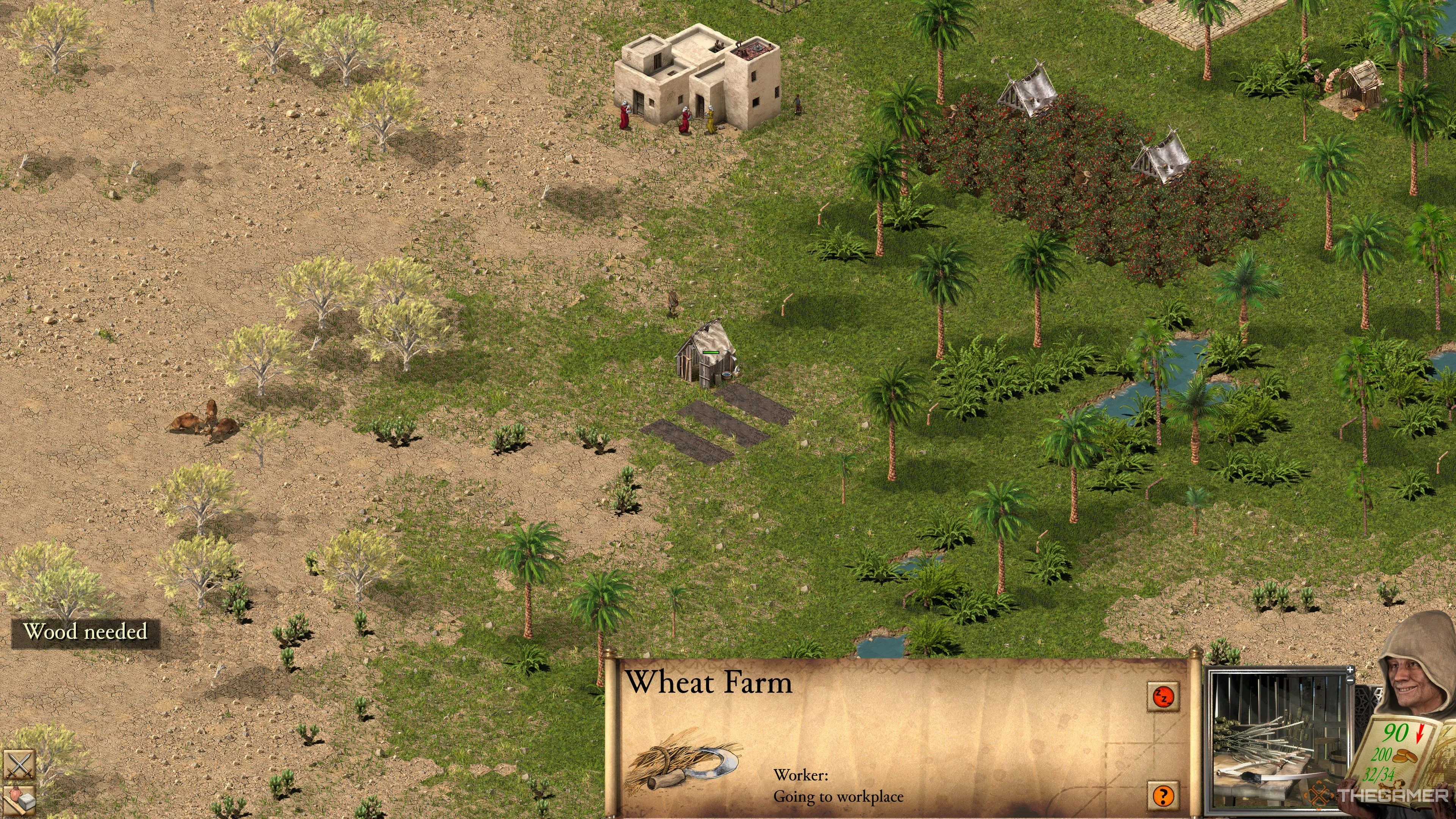 Nông trại lúa mì trong Stronghold Crusader Definitive Edition, nền tảng cho bánh mì.